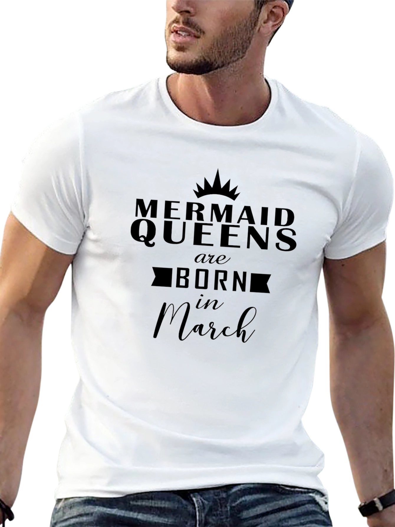 Mermaid Queens Born in March Black T-Shirt