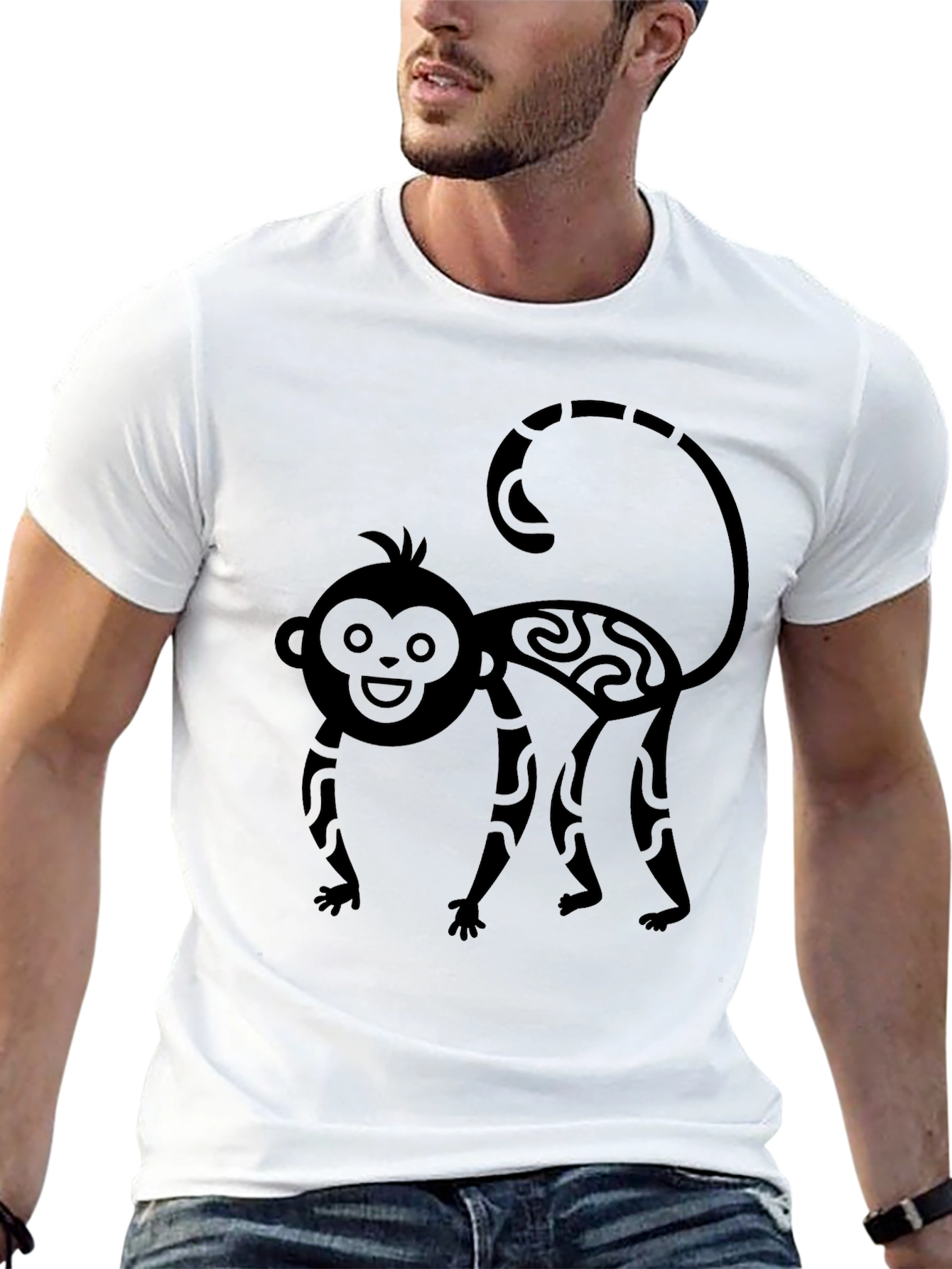 Tribal Monkey Graphic Tee - Mens Black T-Shirt