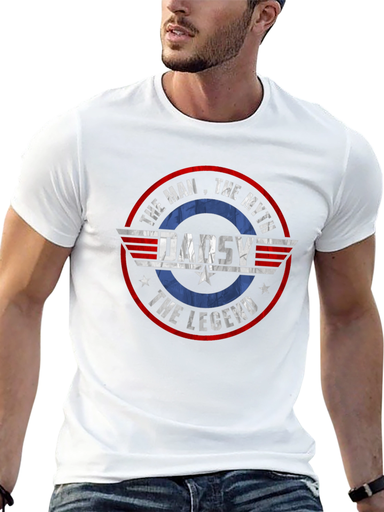 Dad The Man Myth Legend Graphic Tee - Black