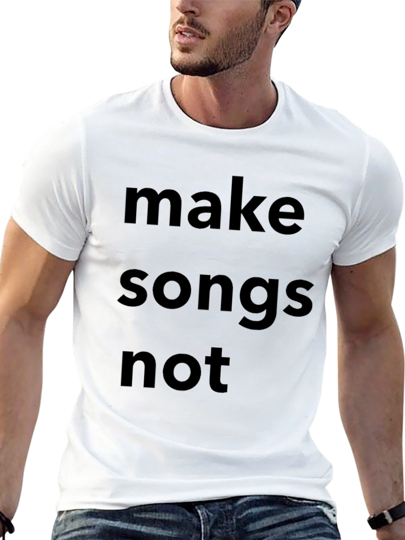 Make Songs Not T-Shirt Black Cotton Casual Wear