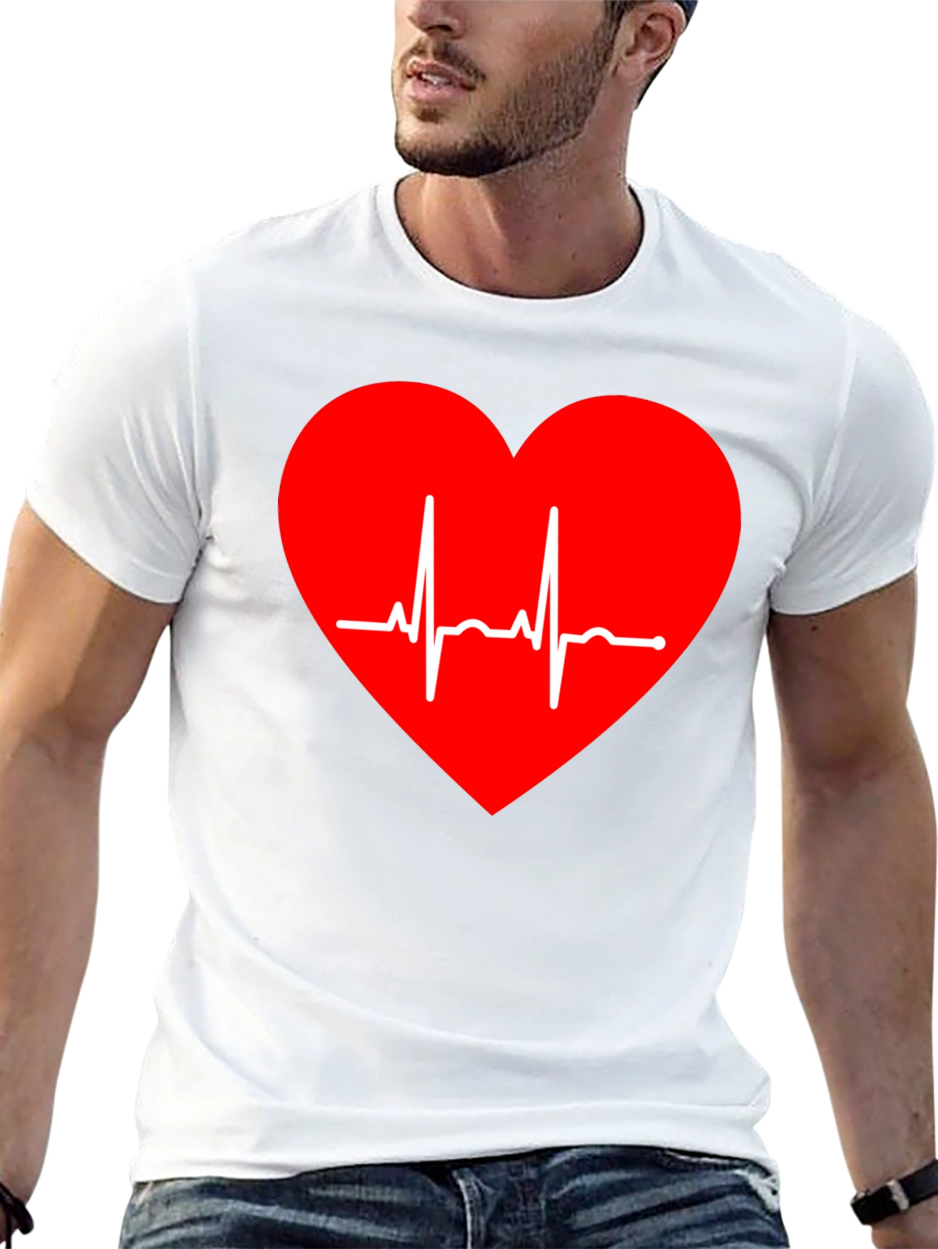 Heartbeat Graphic Tee - Stylish Black T-Shirt