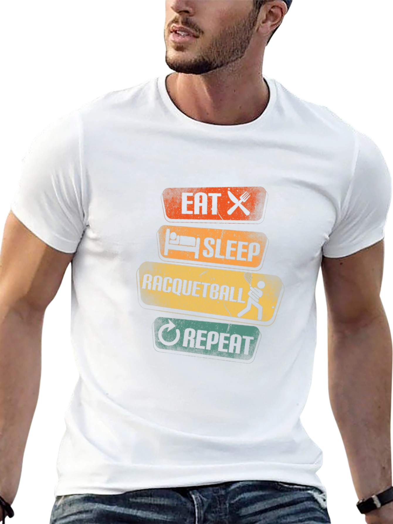 Eat Sleep Racquetball Repeat Graphic Tee
