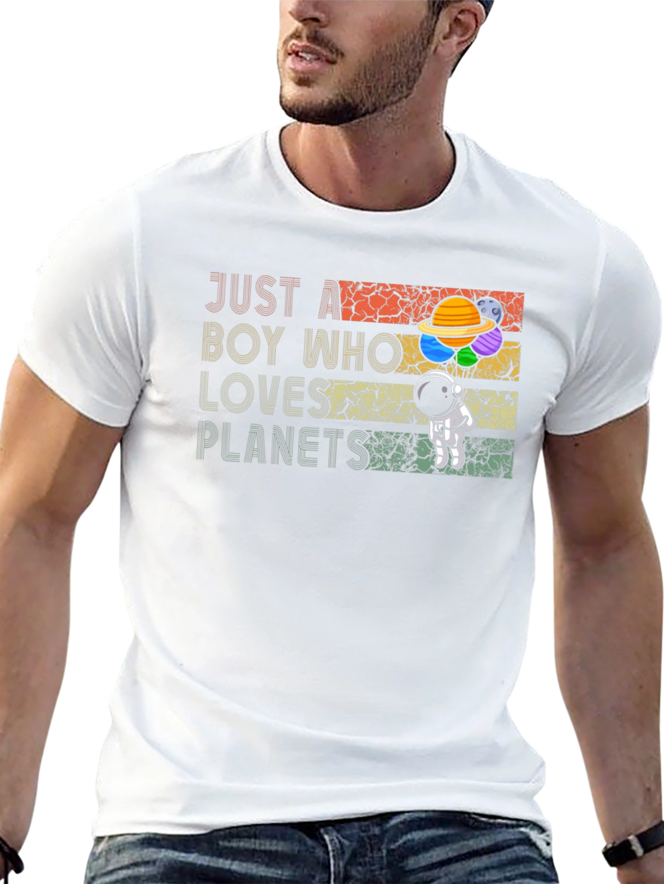 Boy Who Loves Planets T-Shirt - Astronaut Space Tee
