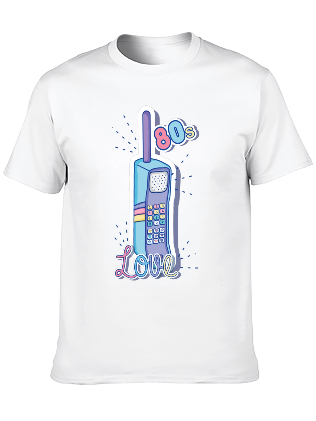 Retro 80s Cell Phone Love Graphic T-Shirt