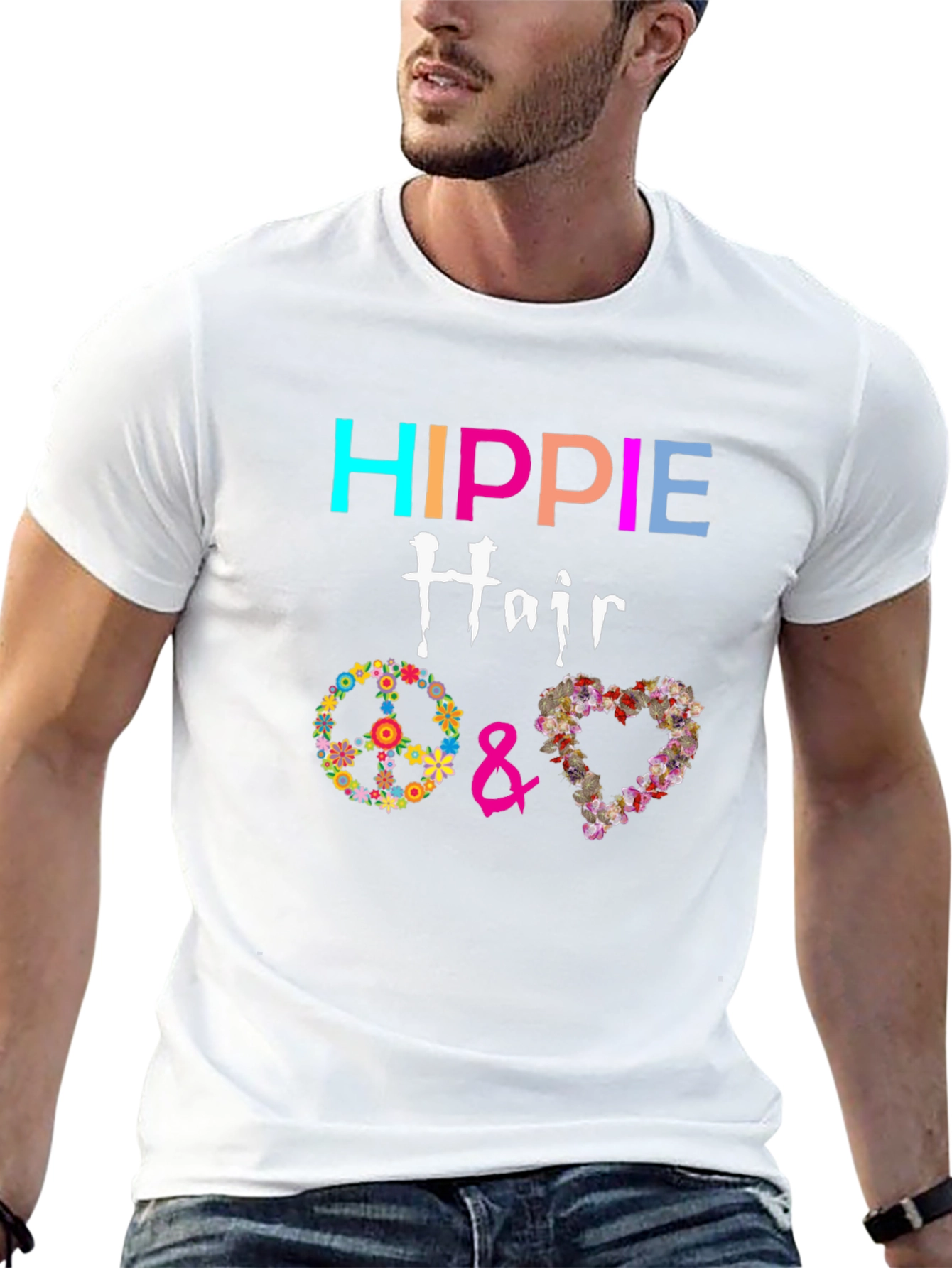 Hippie Hair Flower Peace Love T-Shirt
