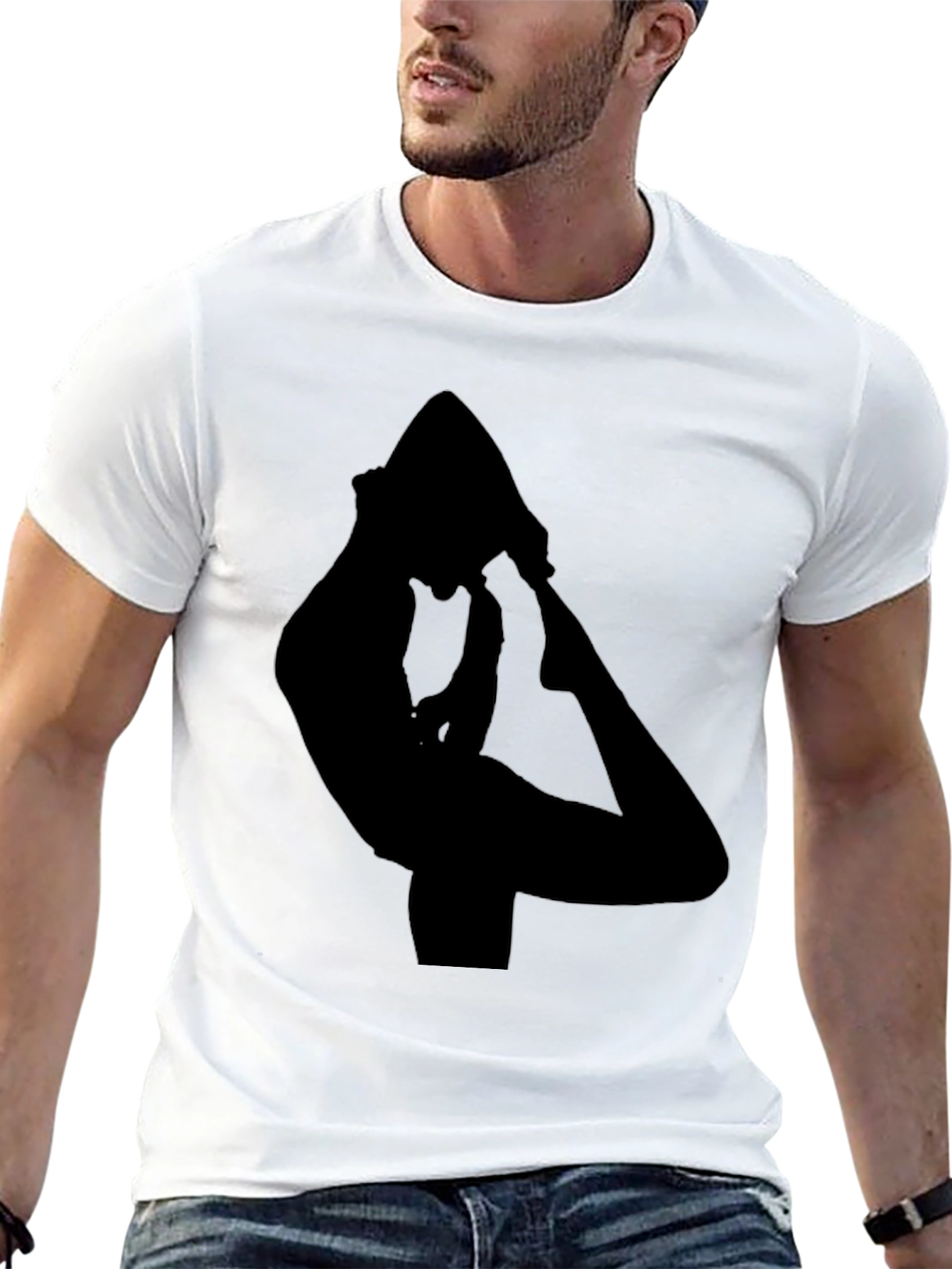 Black Yoga Pose Graphic Tee for Men