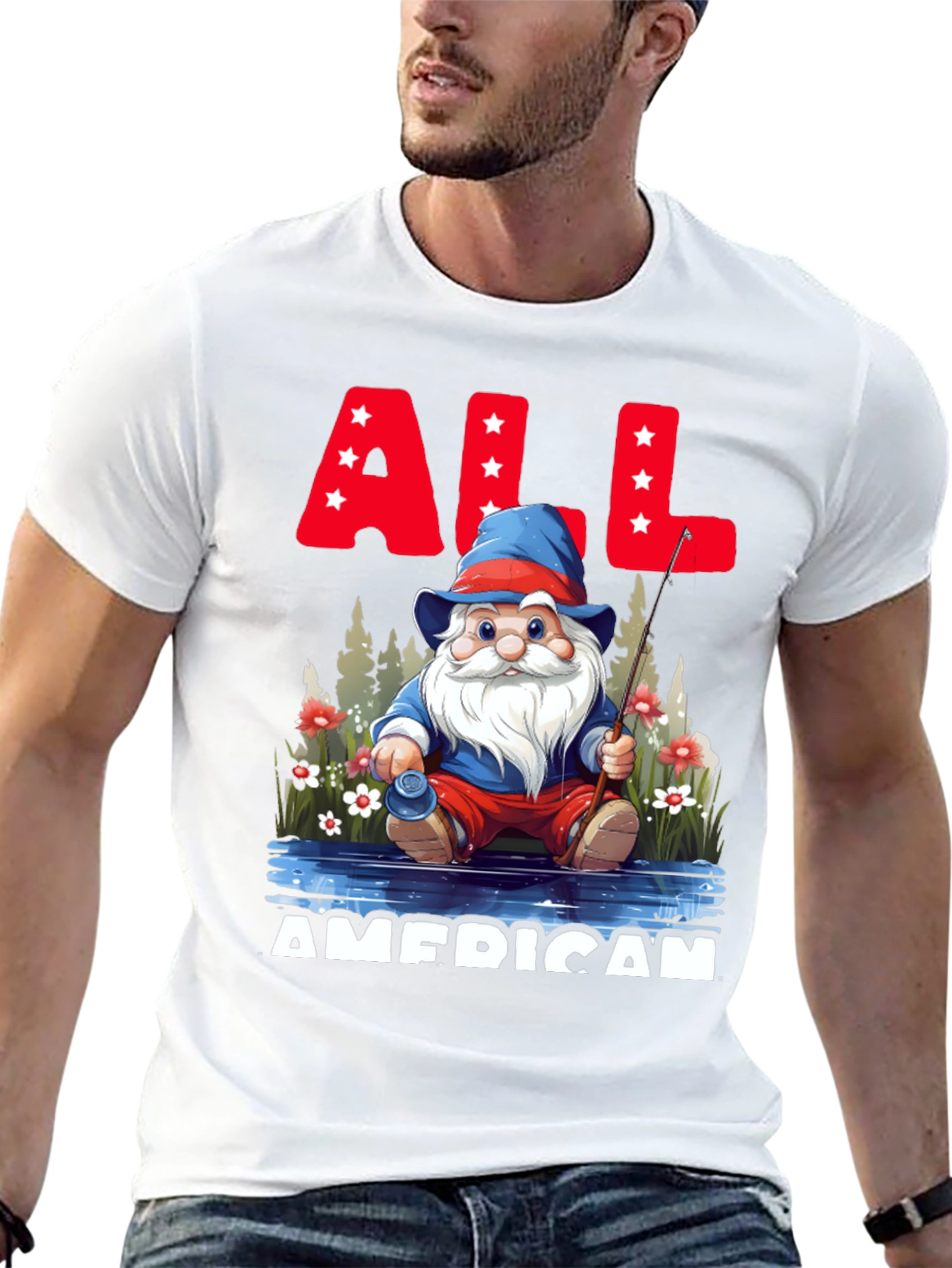 All American Fishing Gnome T-Shirt