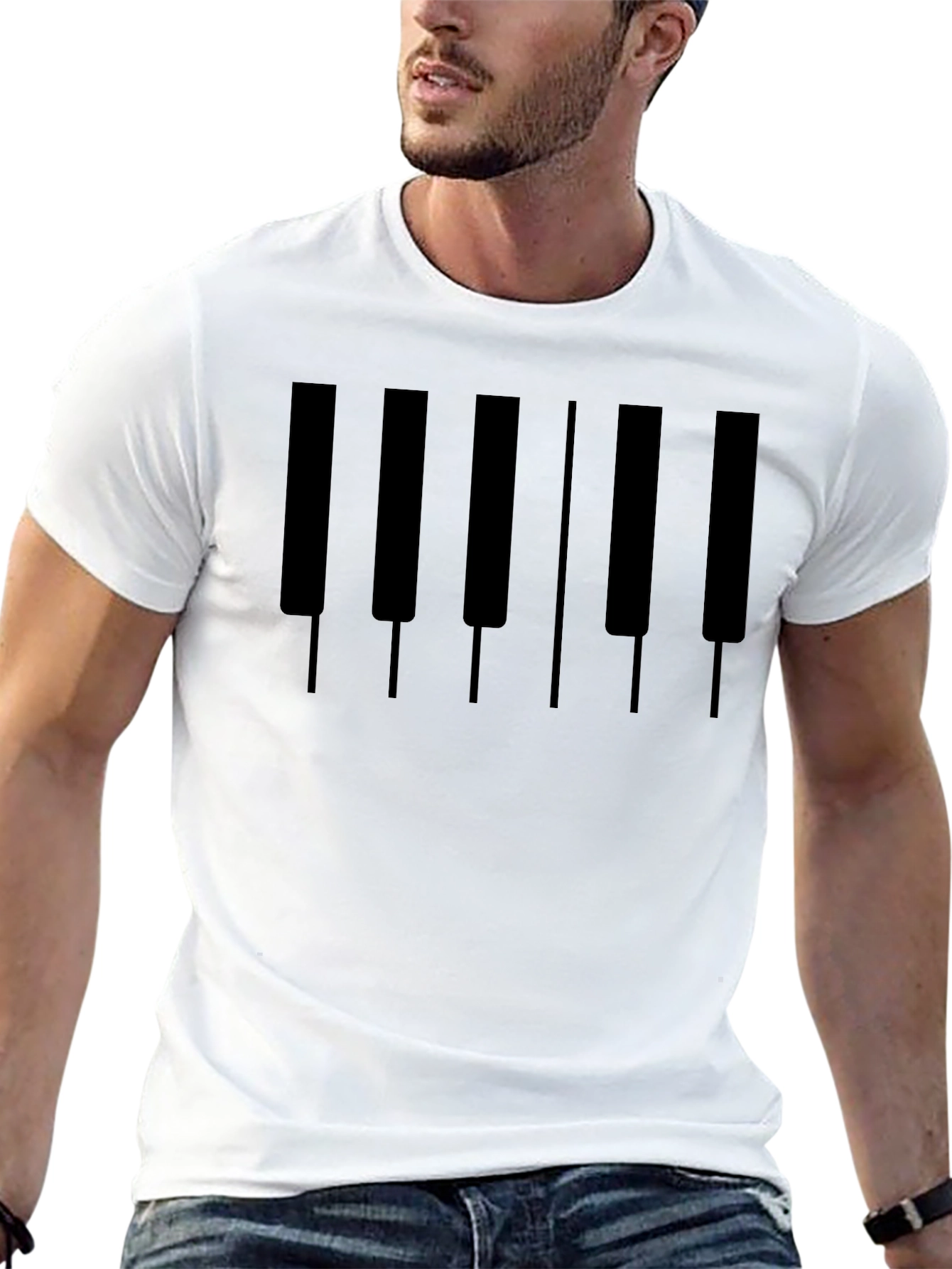 Piano Keys Graphic Tee - Music Lovers Black T-Shirt