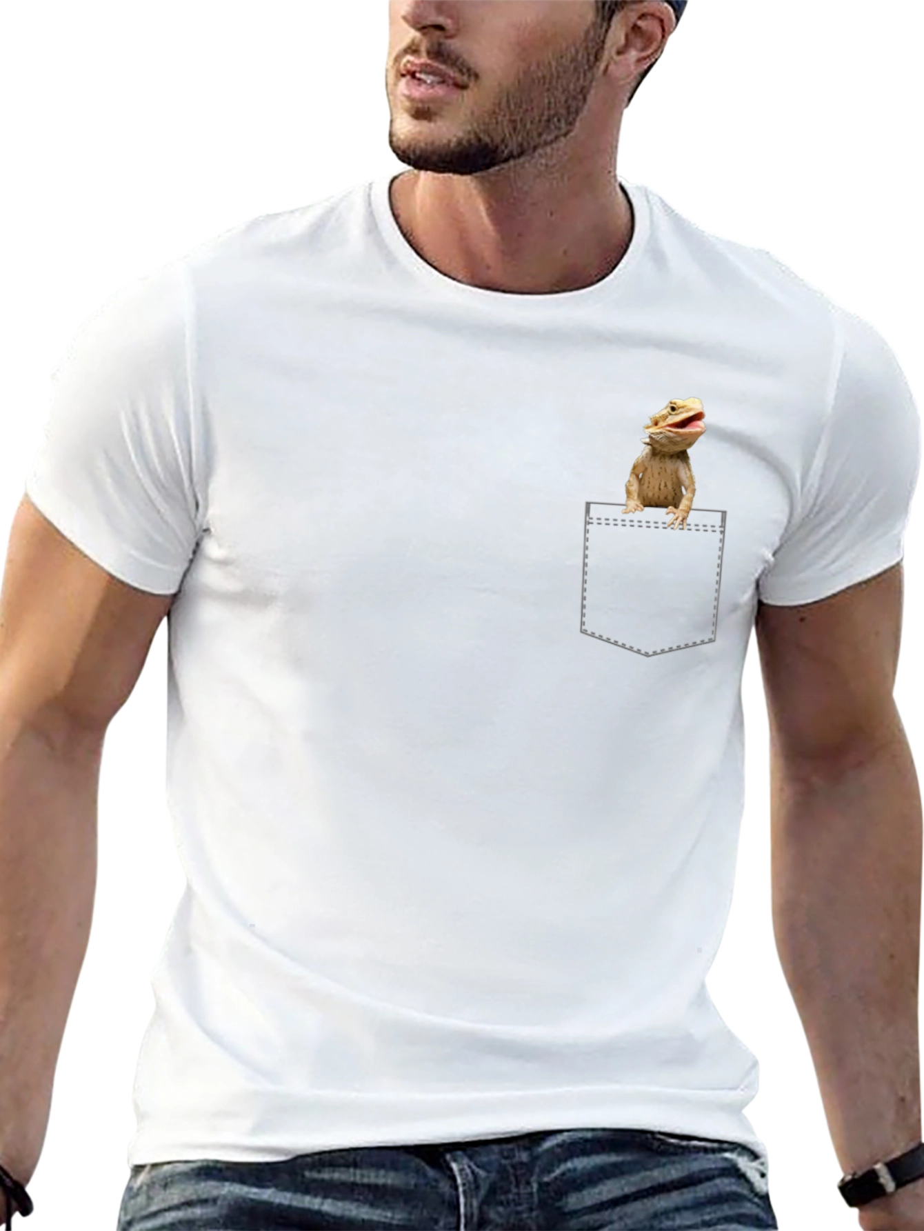 Bearded Dragon Pocket Tee - Funny Lizard Pet T-Shirt