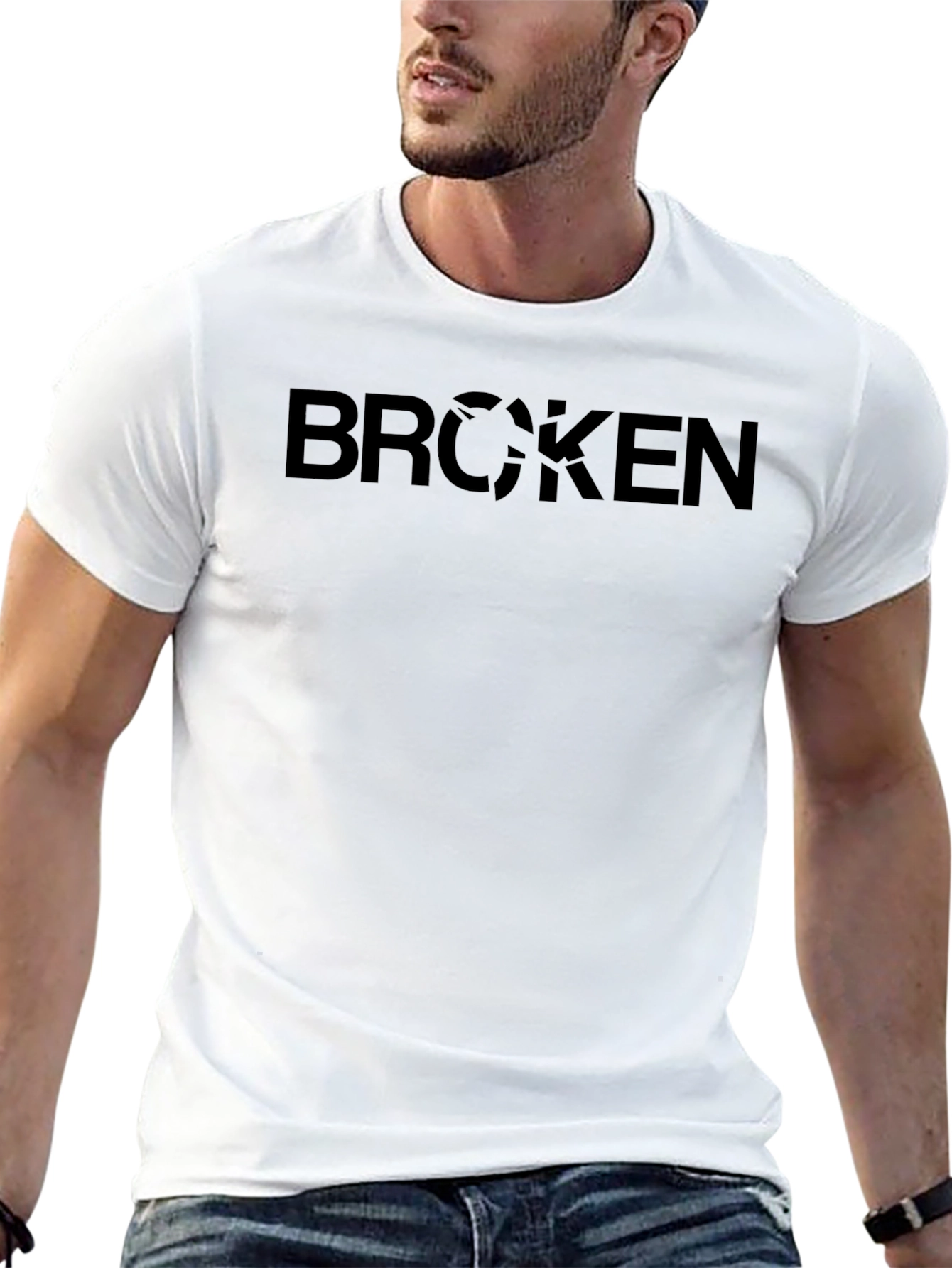 Broken Graphic Tee - Stylish Black Casual T-Shirt