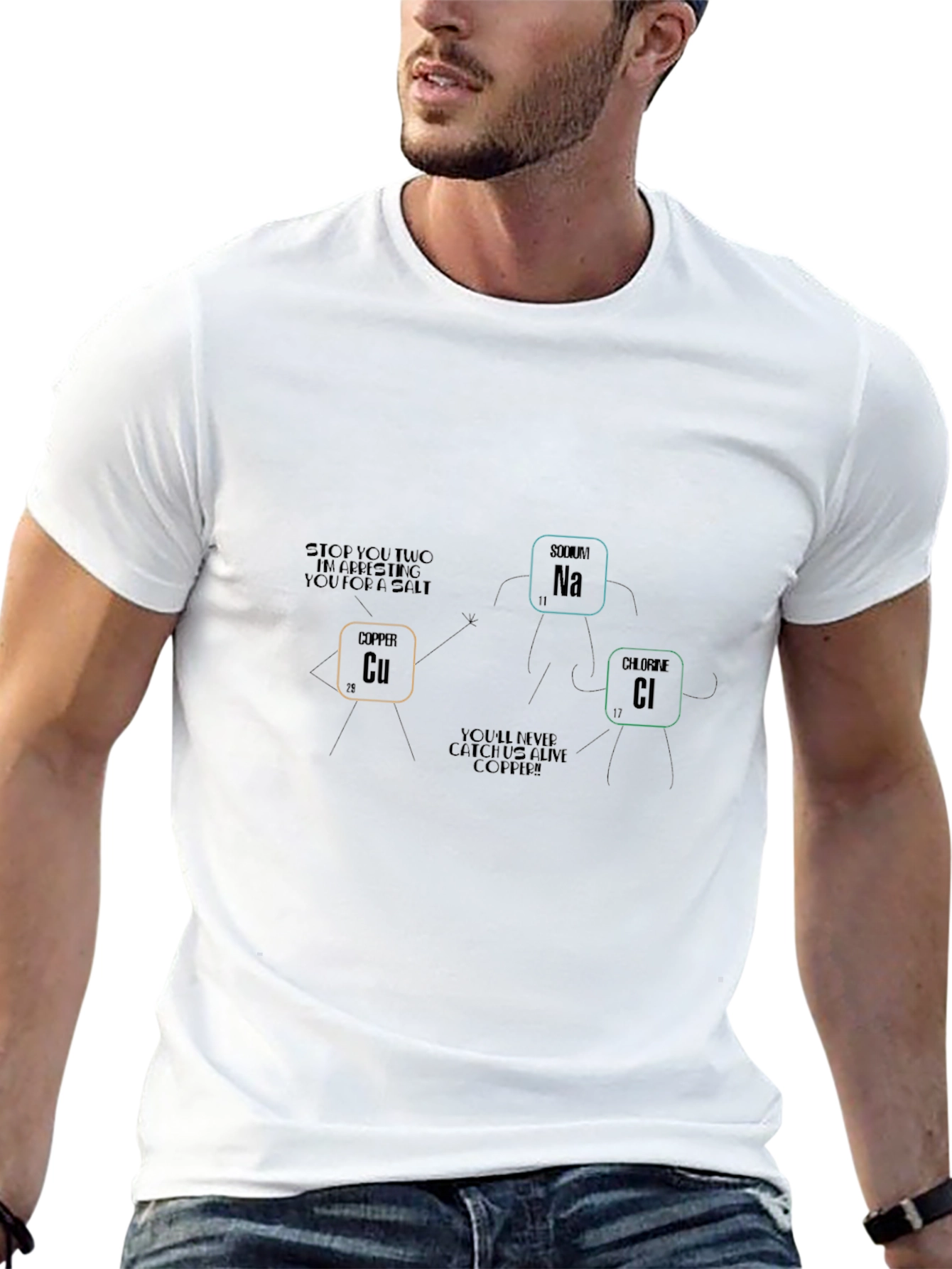 Science Humor Black T-Shirt Copper Salt Arresting Funny