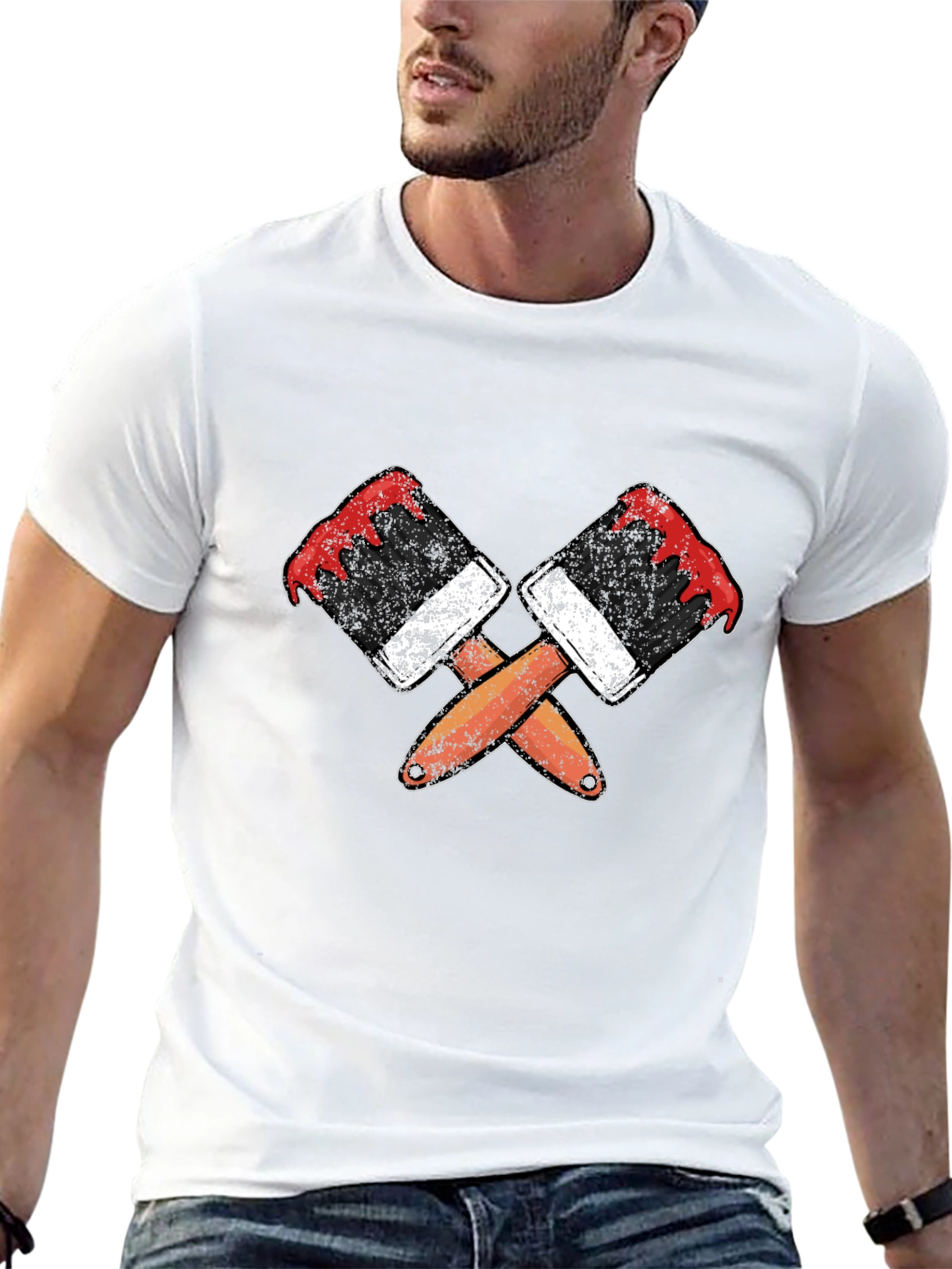 Painters Crossed Brushes Black T-Shirt