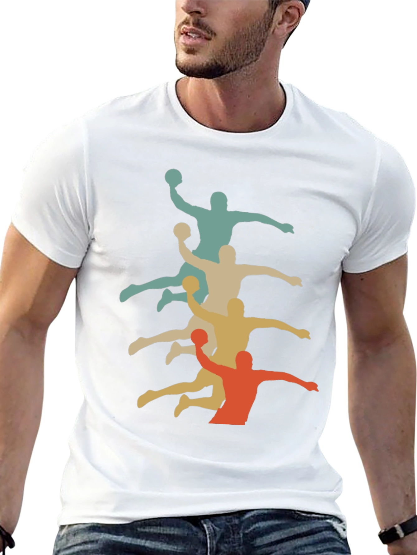 Retro Handball Player Graphic T-Shirt