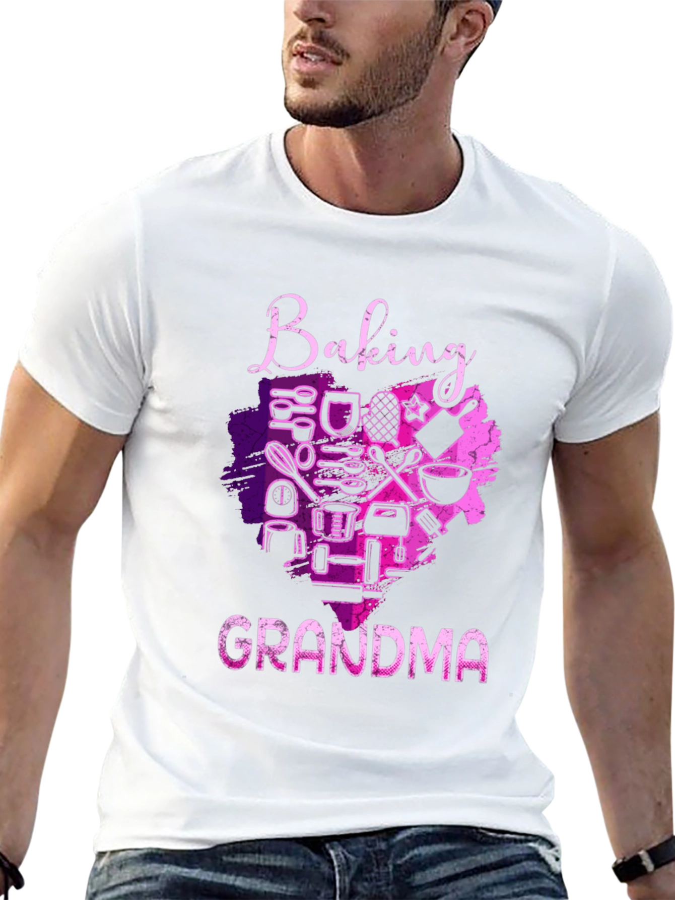 Baking Grandma T-Shirt - Black Crew Neck