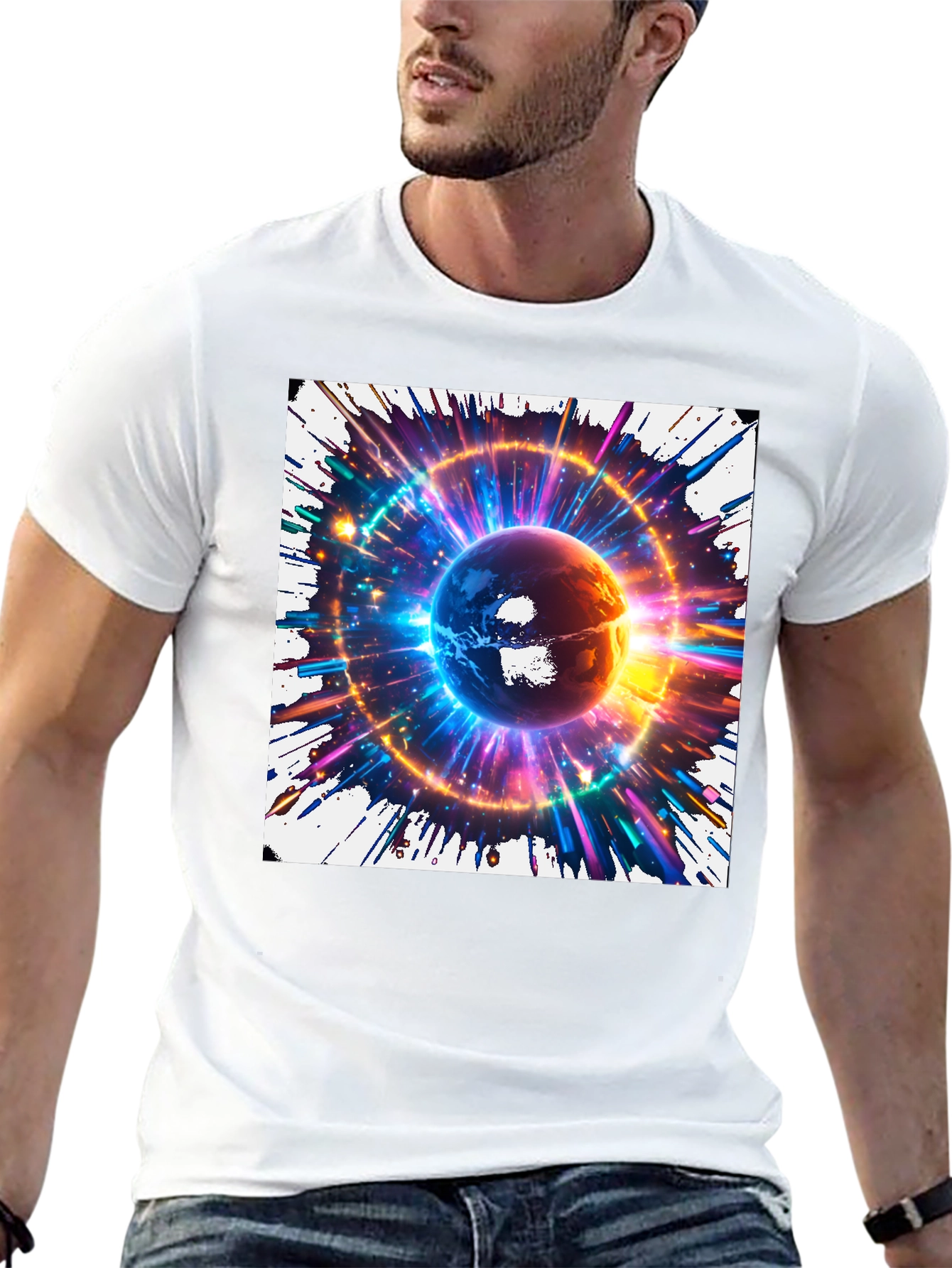 Cosmic Globe Graphic T-Shirt - Black