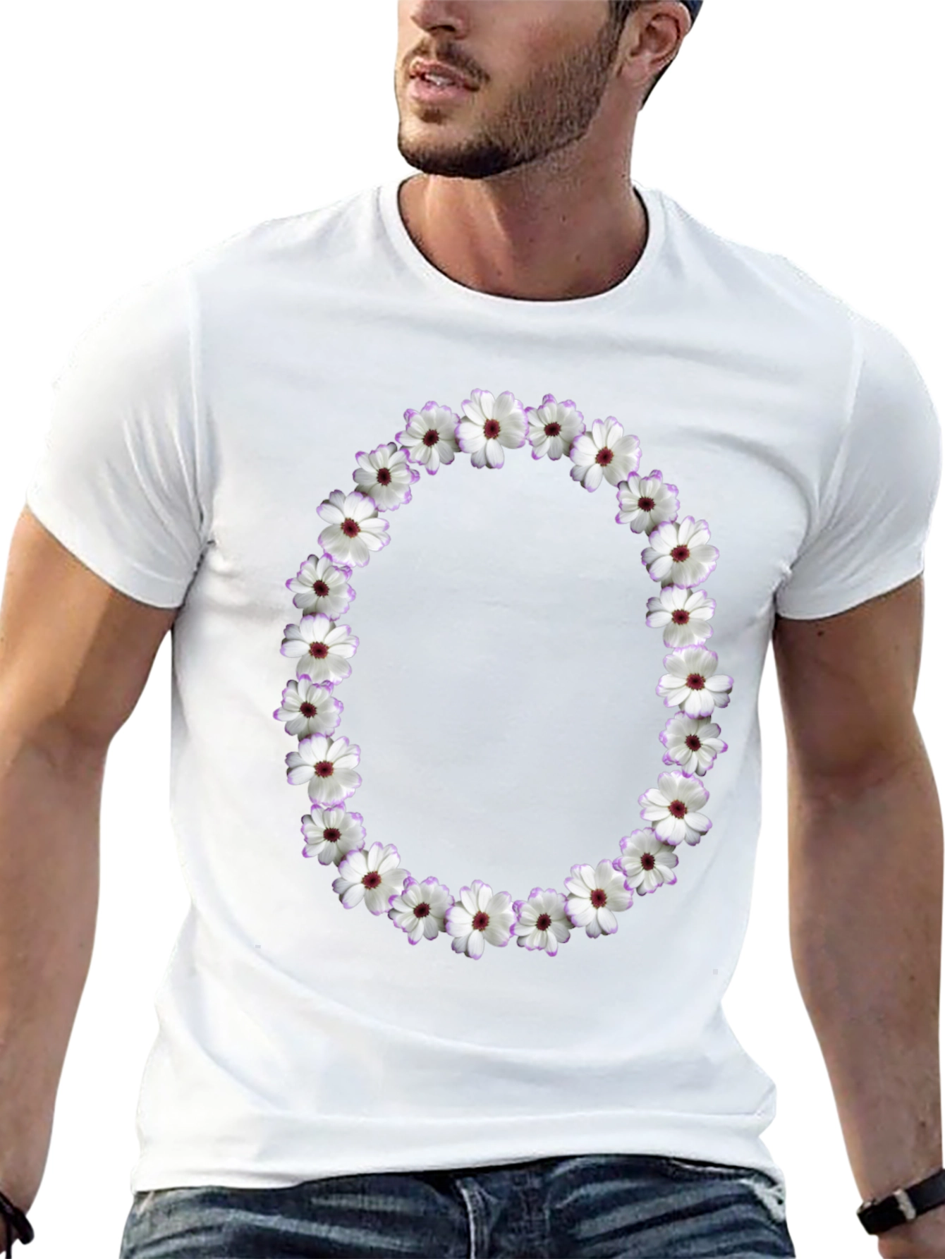 Floral Wreath Graphic Black T-Shirt