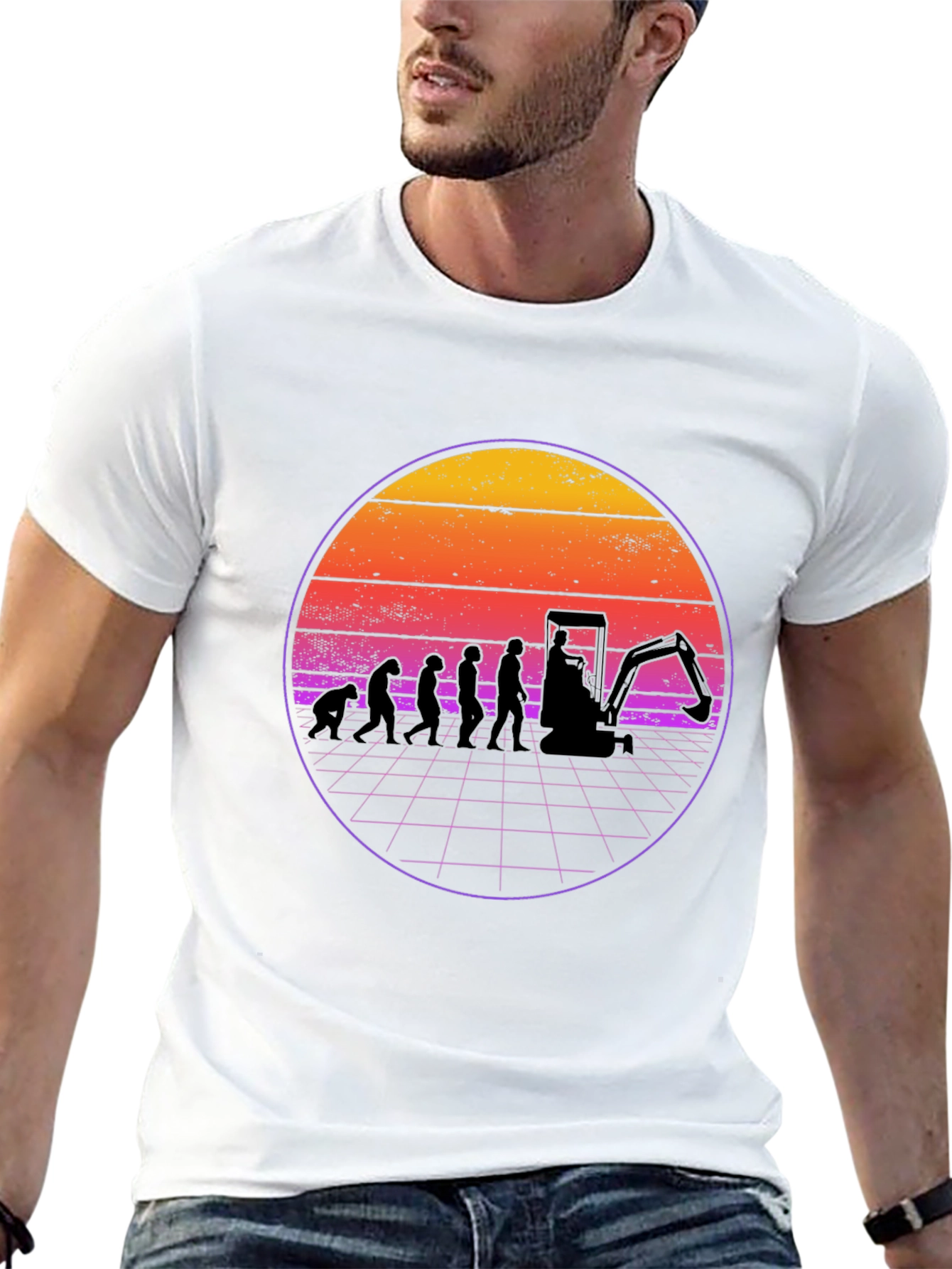 Excavator Evolution Retro T-Shirt