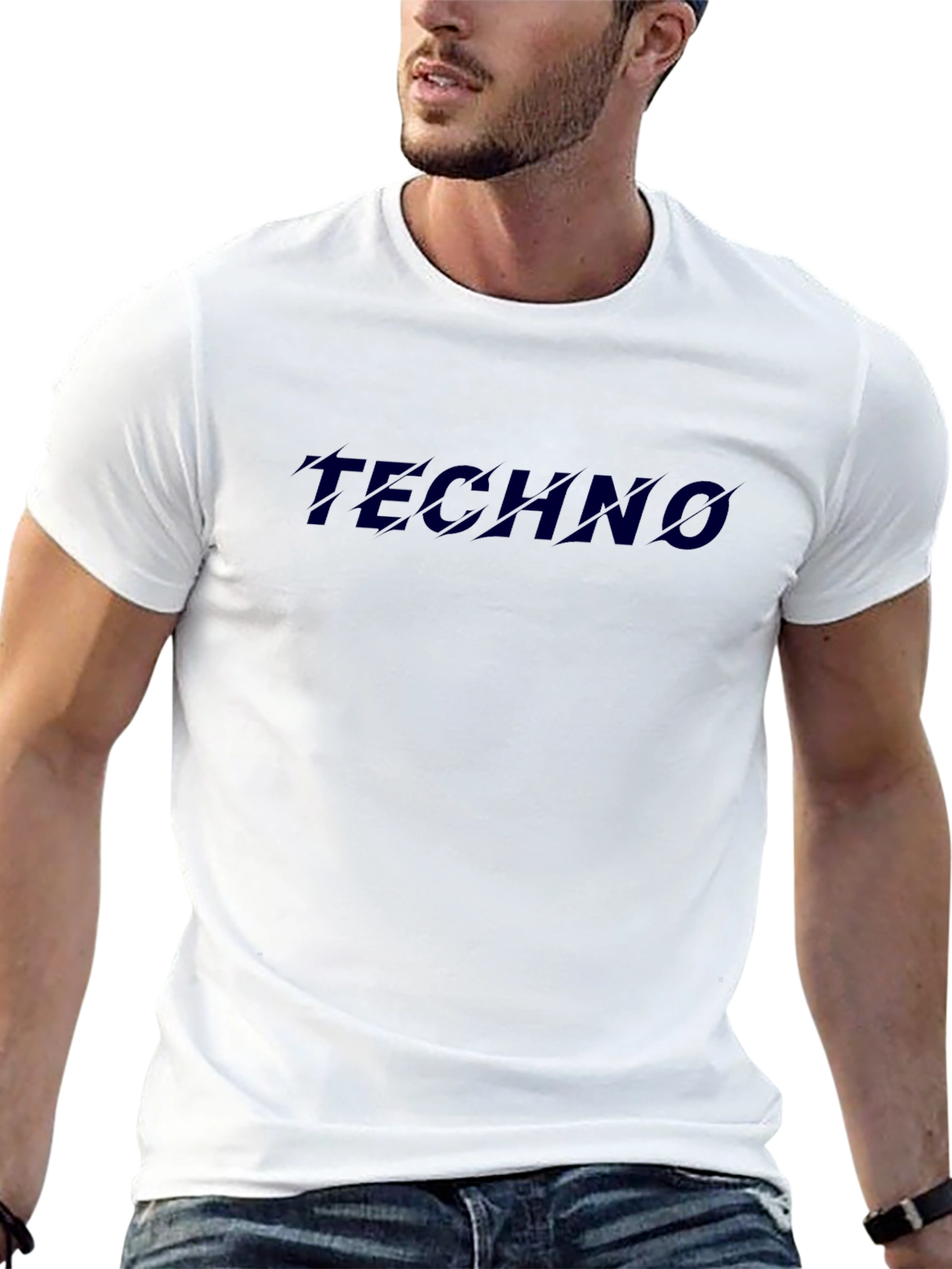 Techno Graphic Print Black T-Shirt