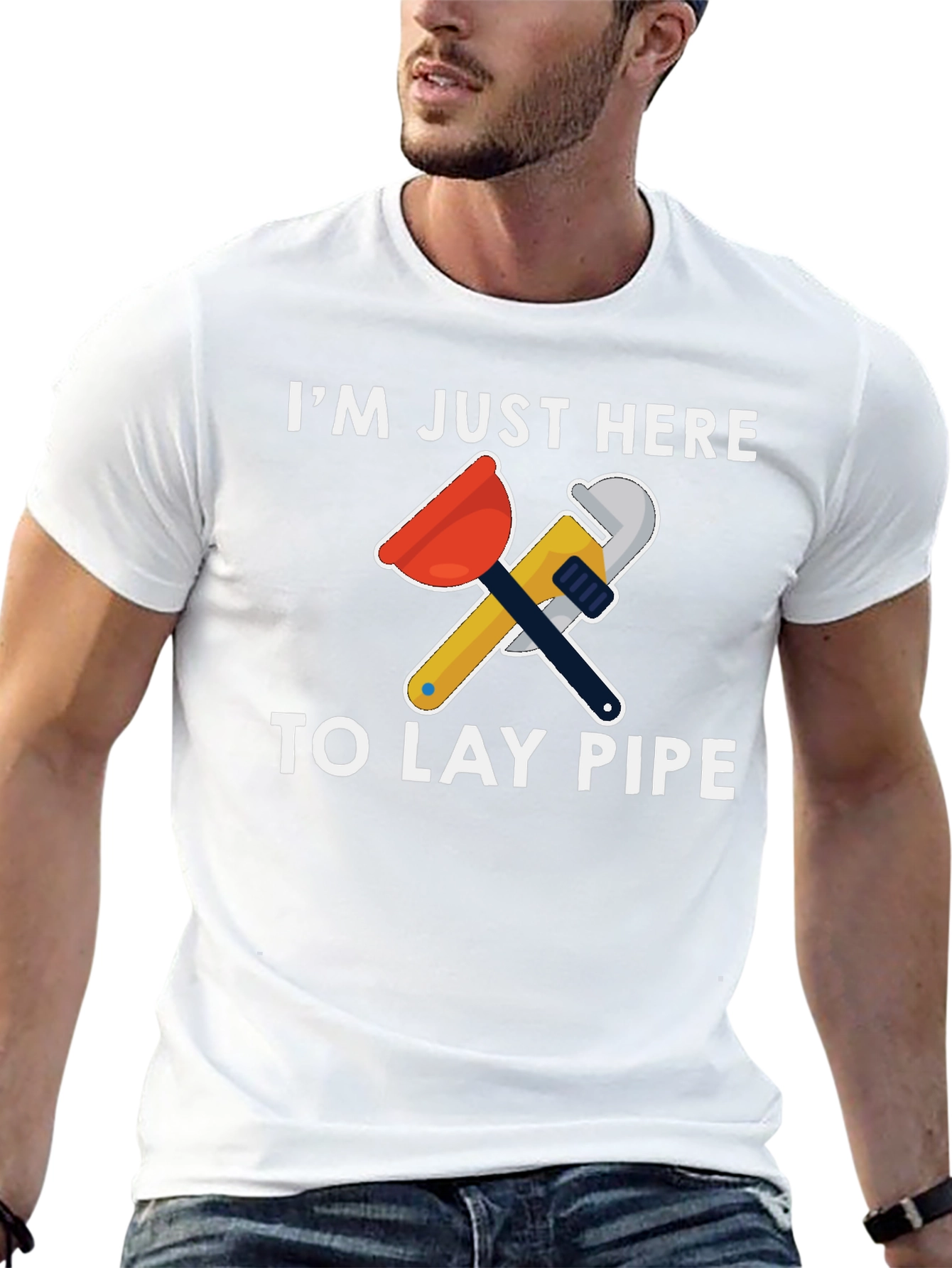 Plumber Humor T-Shirt - Lay Pipe Design