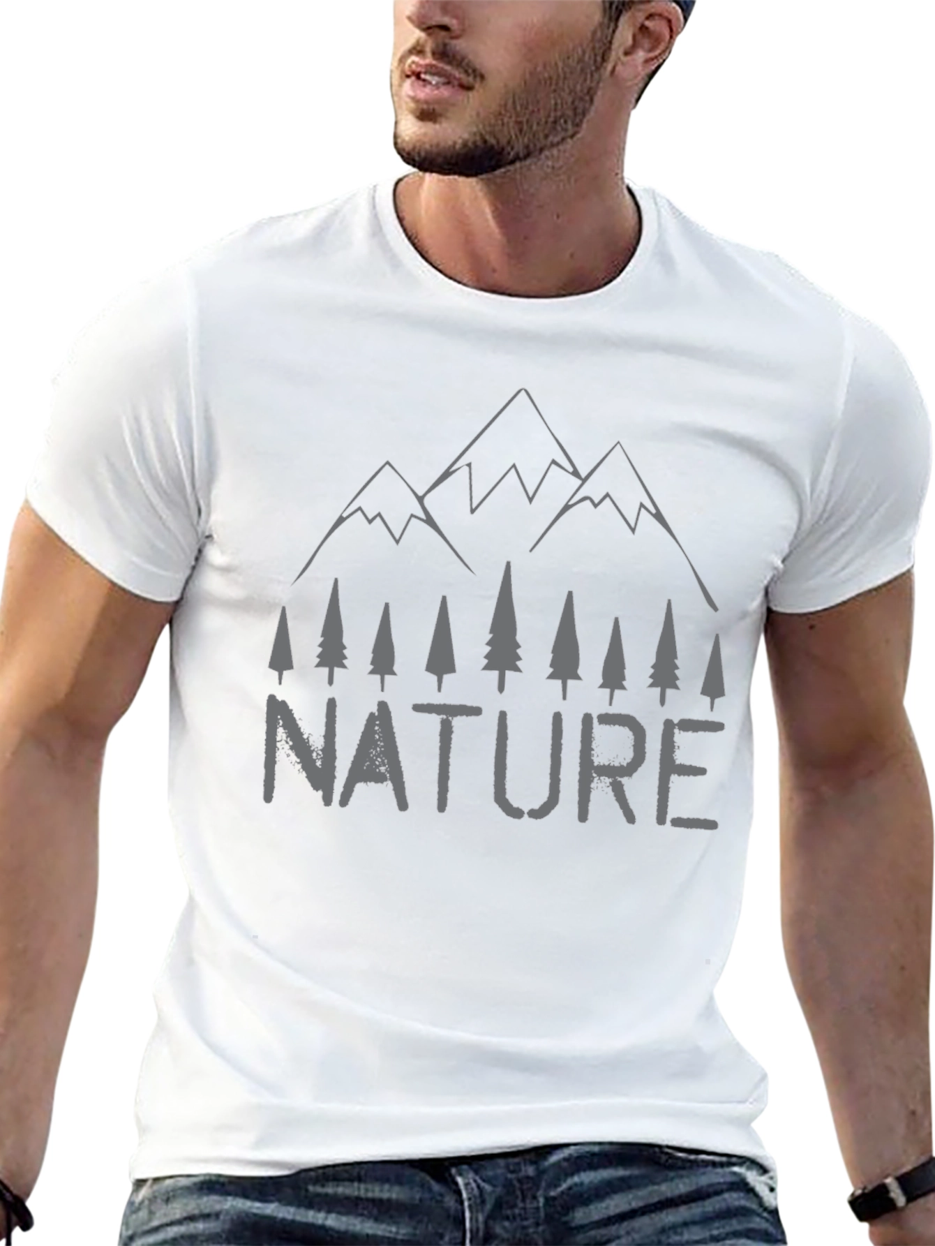 Nature Graphic Tee - Mountain & Trees Print