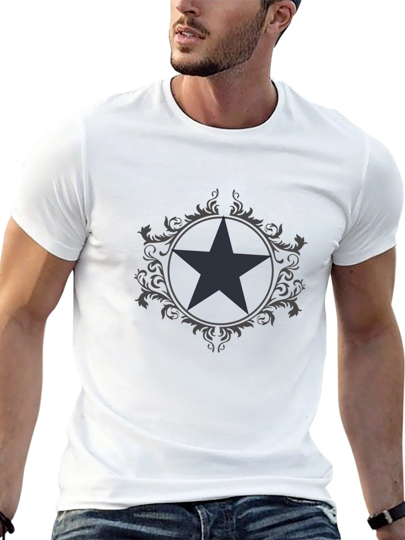 Star Emblem Graphic Tee - Mens Black T-Shirt