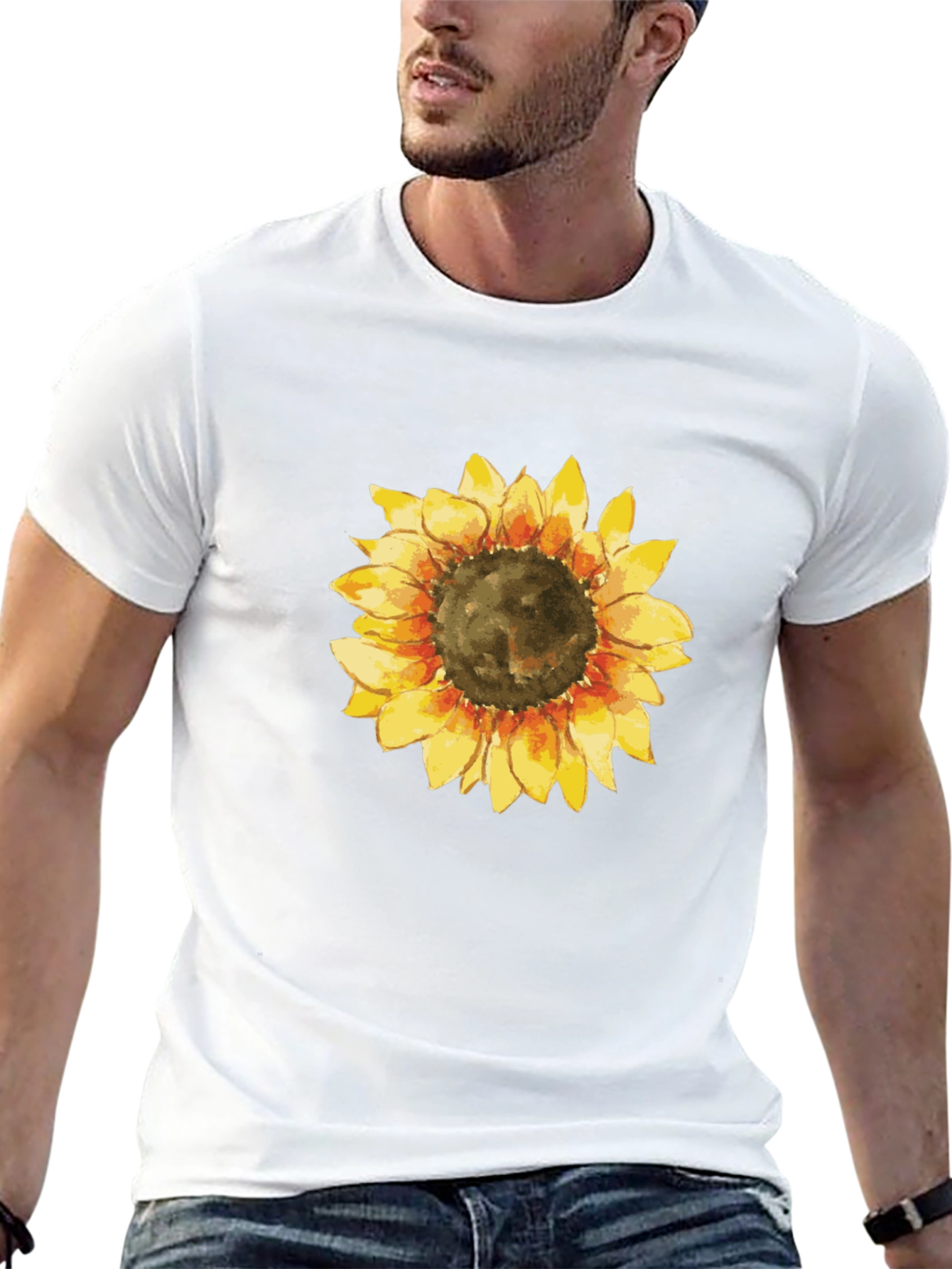 Sunflower Graphic Black T-Shirt for Men