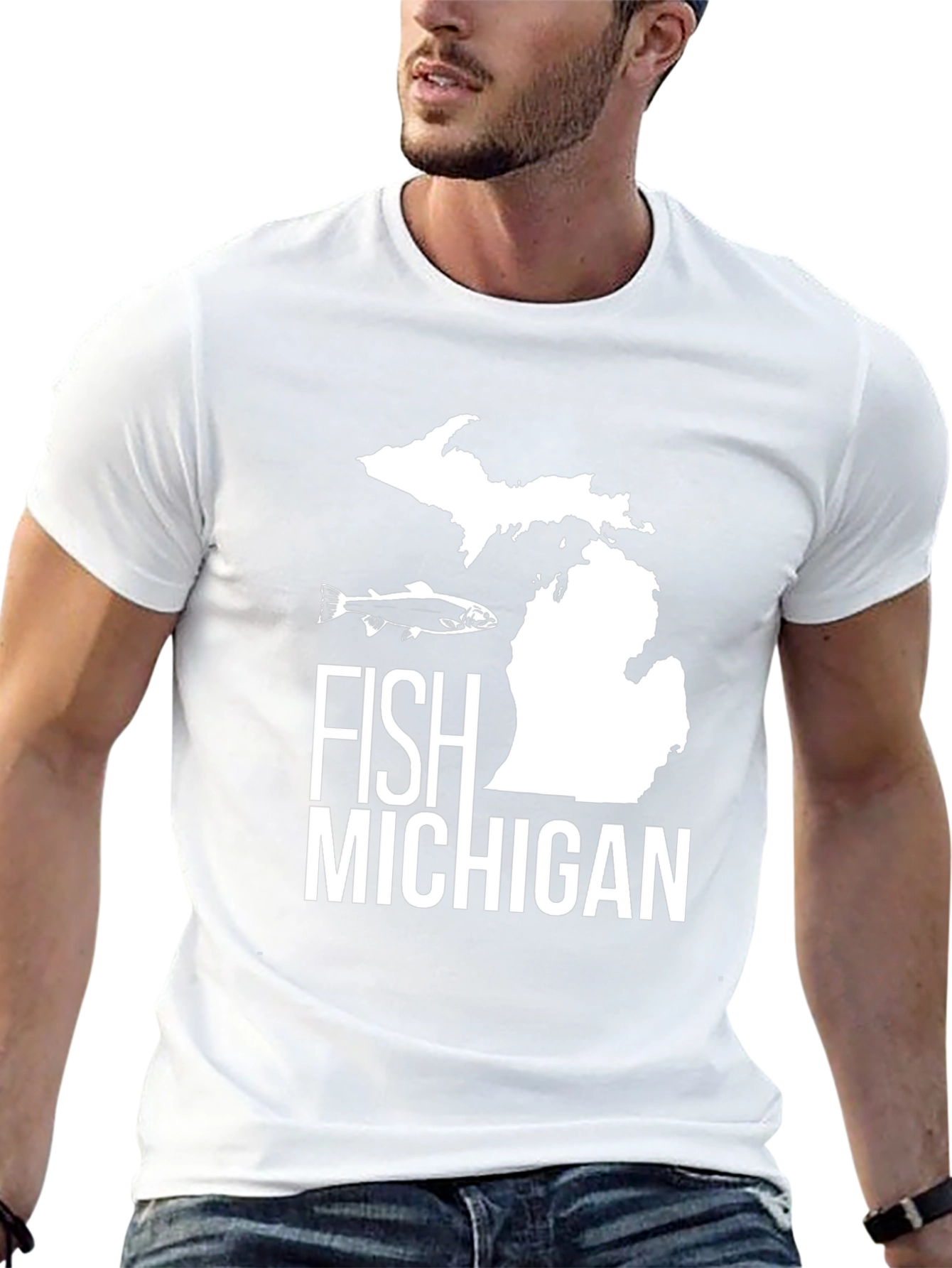 Fish Michigan T-Shirt - Black Graphic Tee