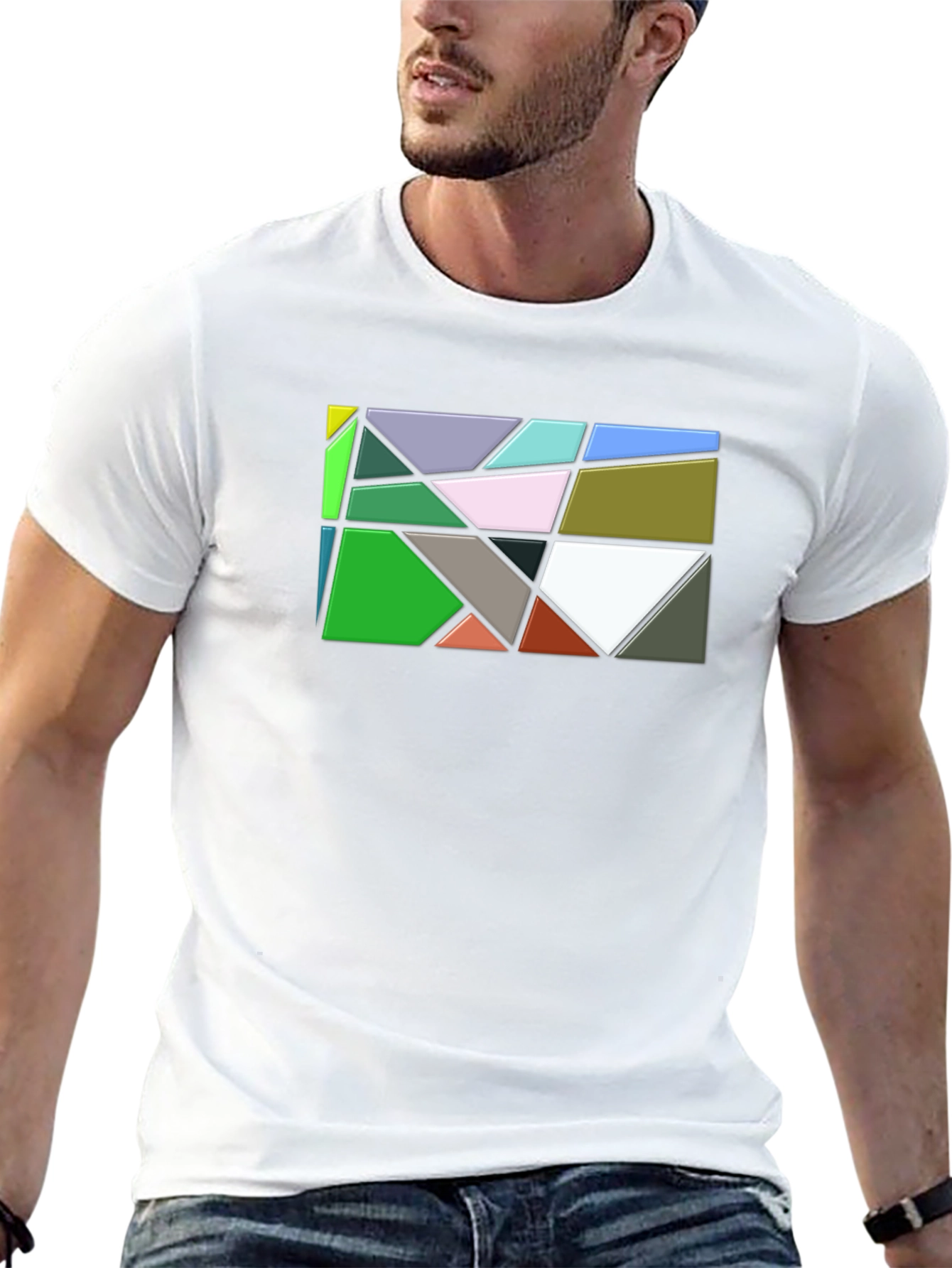 Geometric Abstract Art Mens Black T-Shirt