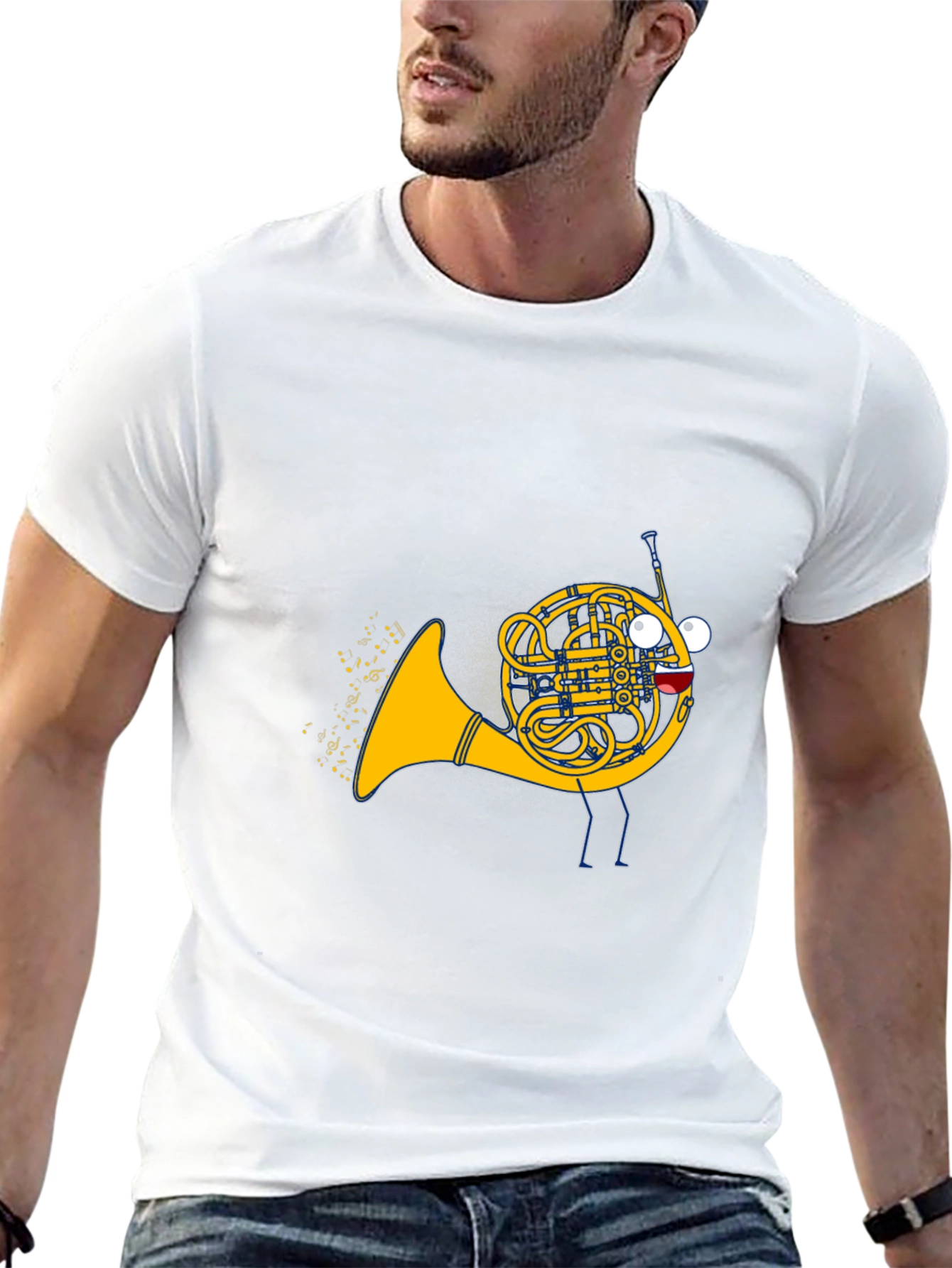 Musical French Horn Cartoon T-Shirt