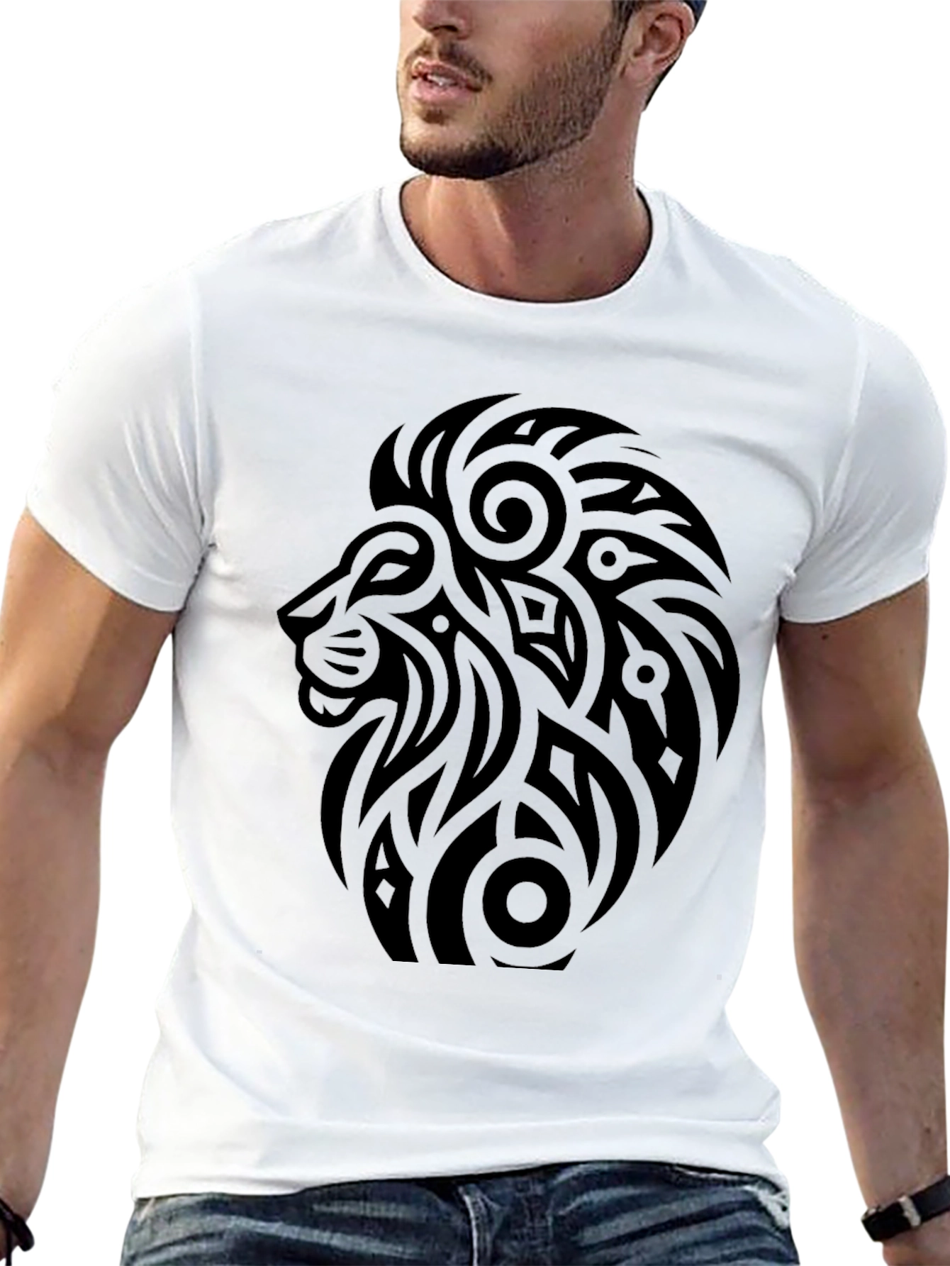Tribal Lion Graphic Black T-Shirt