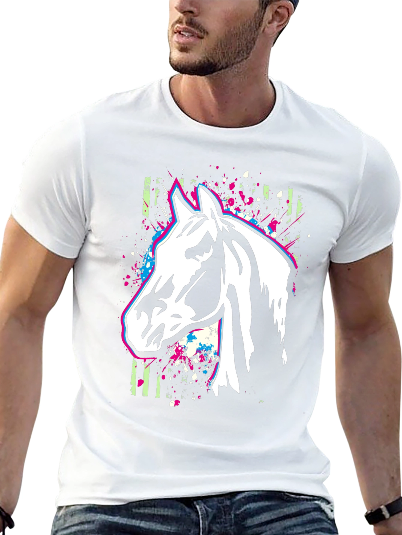 Horse Graphic T-Shirt - Stylish Animal Print Tee