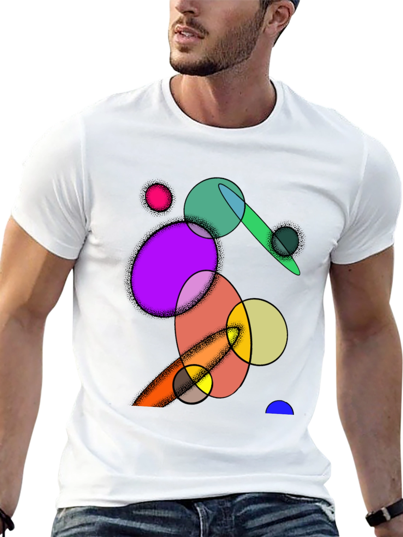 Abstract Circles Graphic Black T-Shirt
