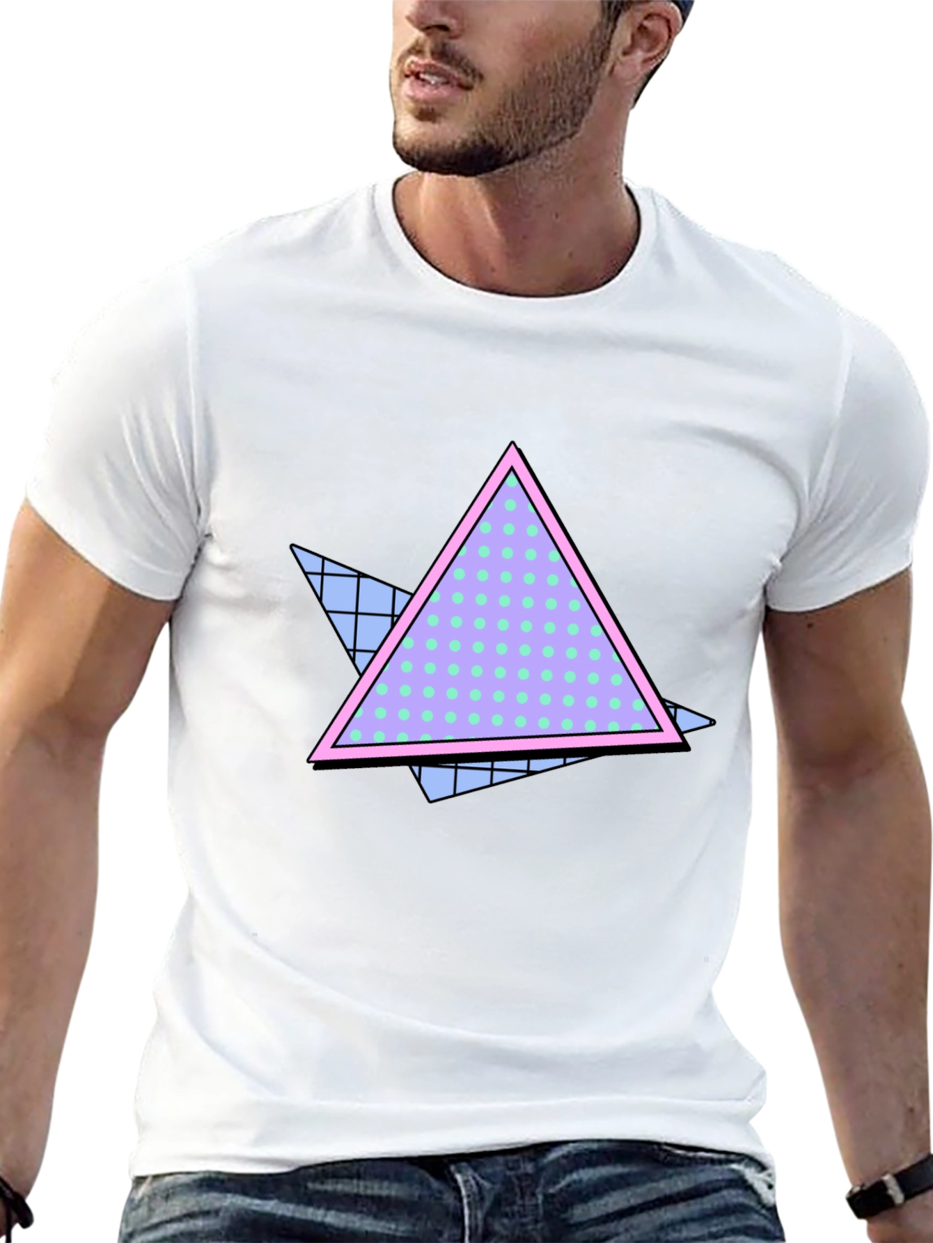 Retro Triangle Graphic Black T-Shirt