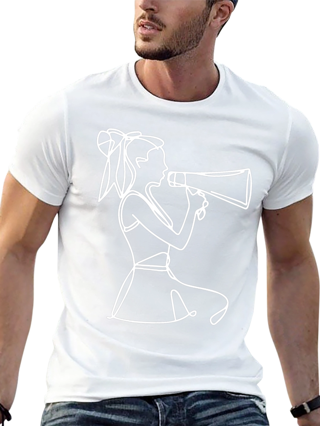 Cheerleader Graphic Tee - Modern Line Art Design