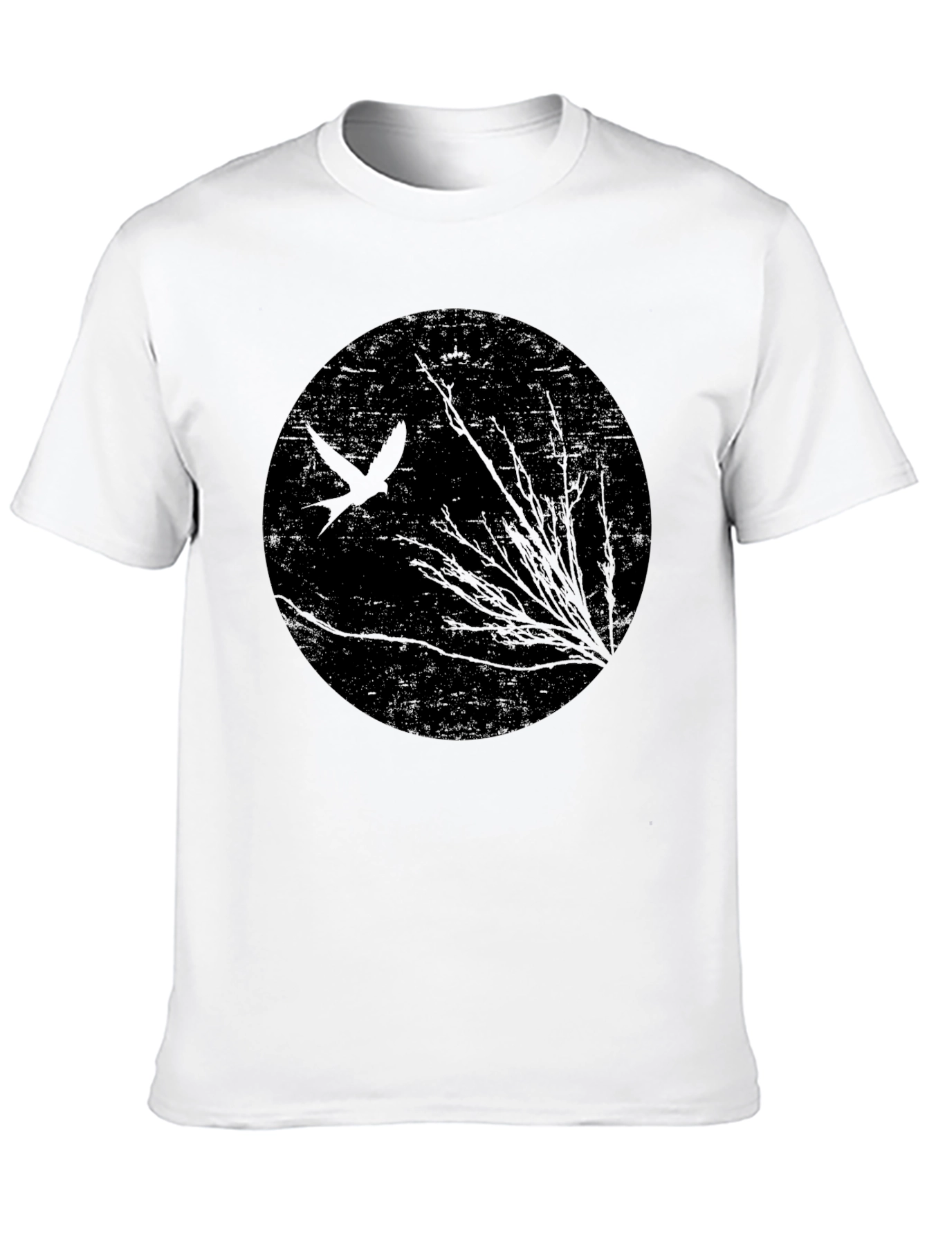 Abstract Bird & Branches Black T-Shirt
