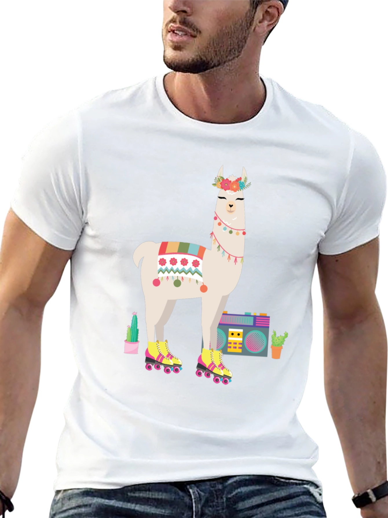 Llama Roller Skate Tee - Cool Graphic Print