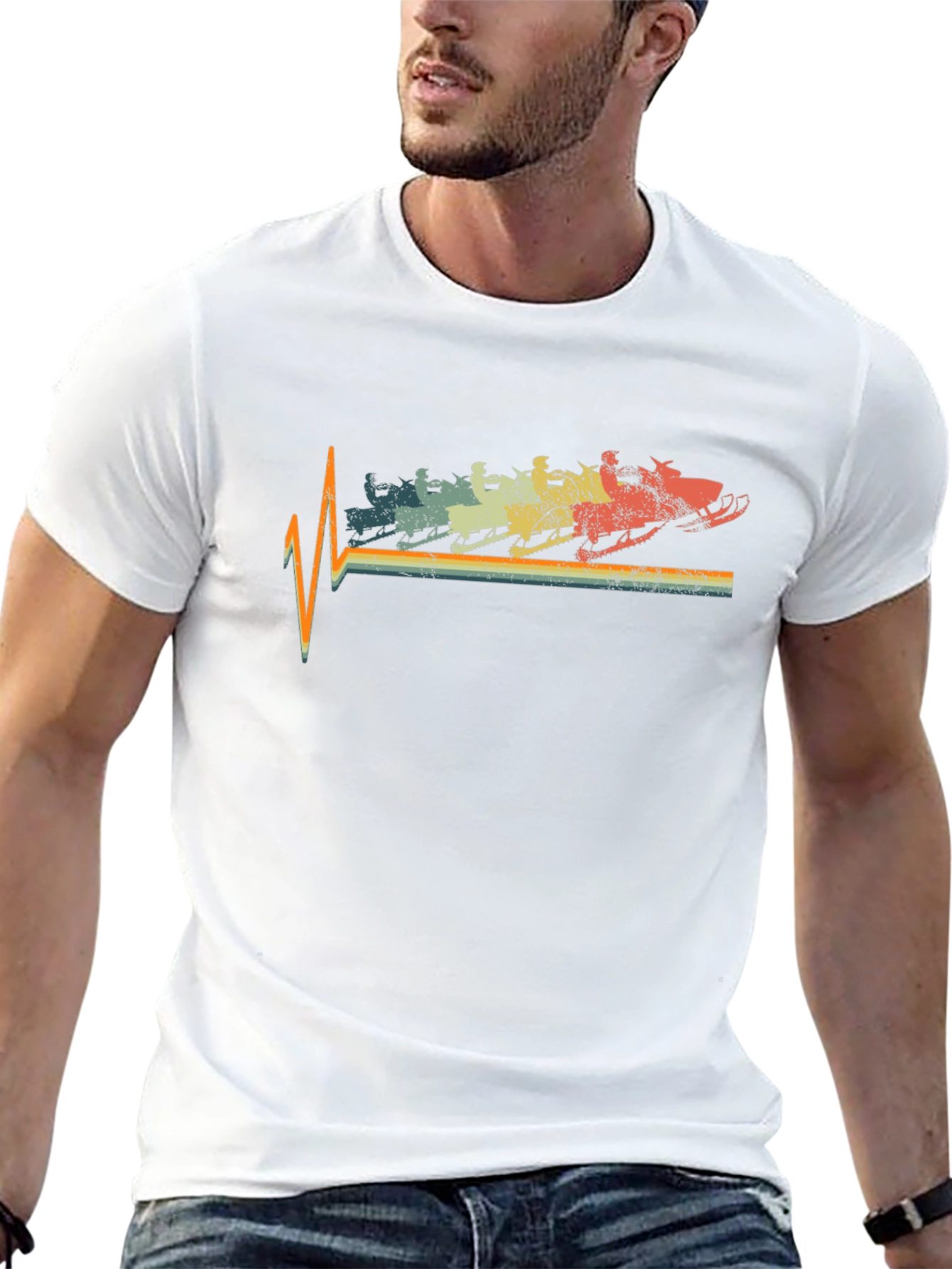 Retro Snowmobile Heartbeat T-Shirt
