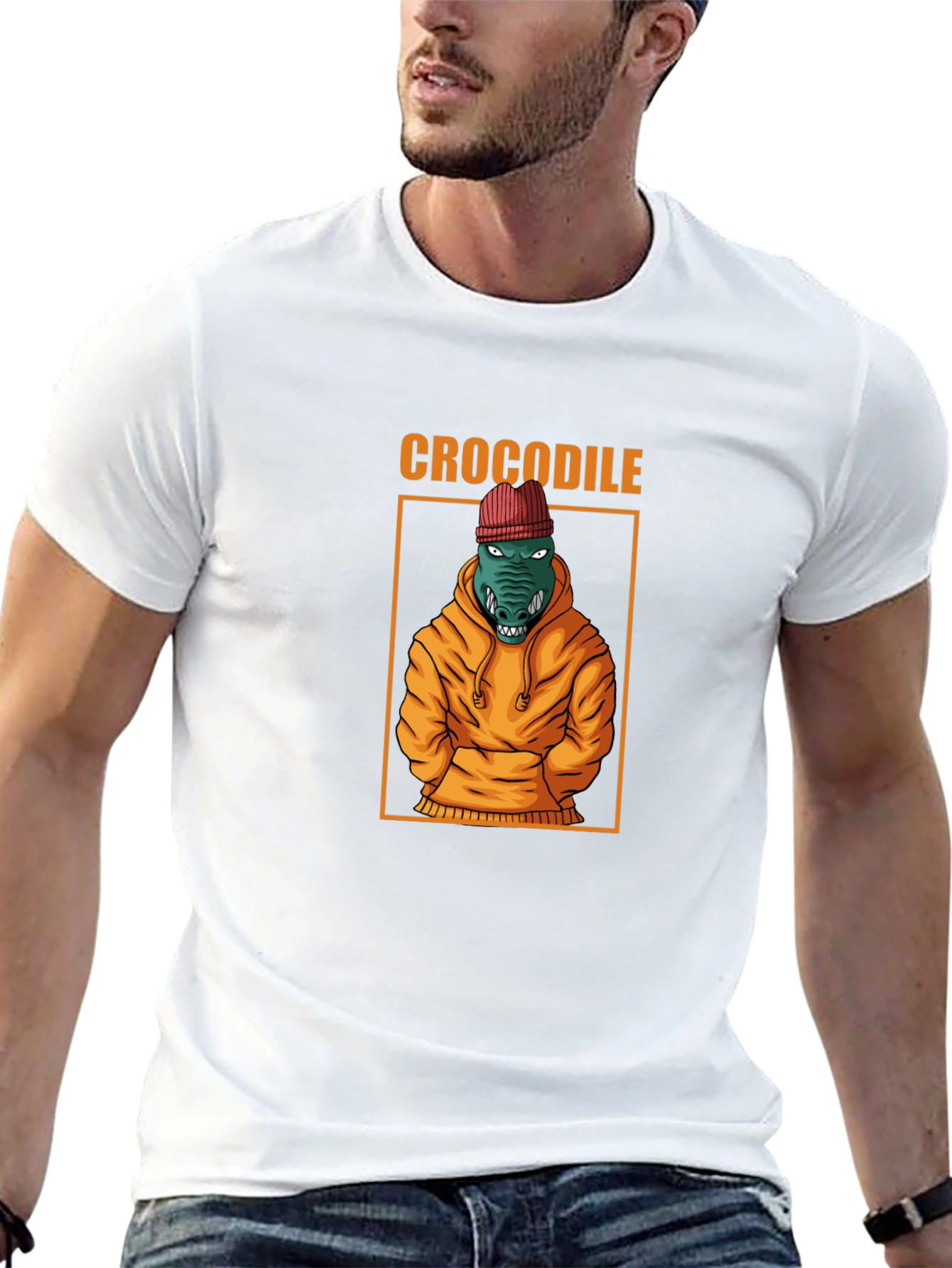 Cool Crocodile Graphic Tee - Black Cotton T-Shirt