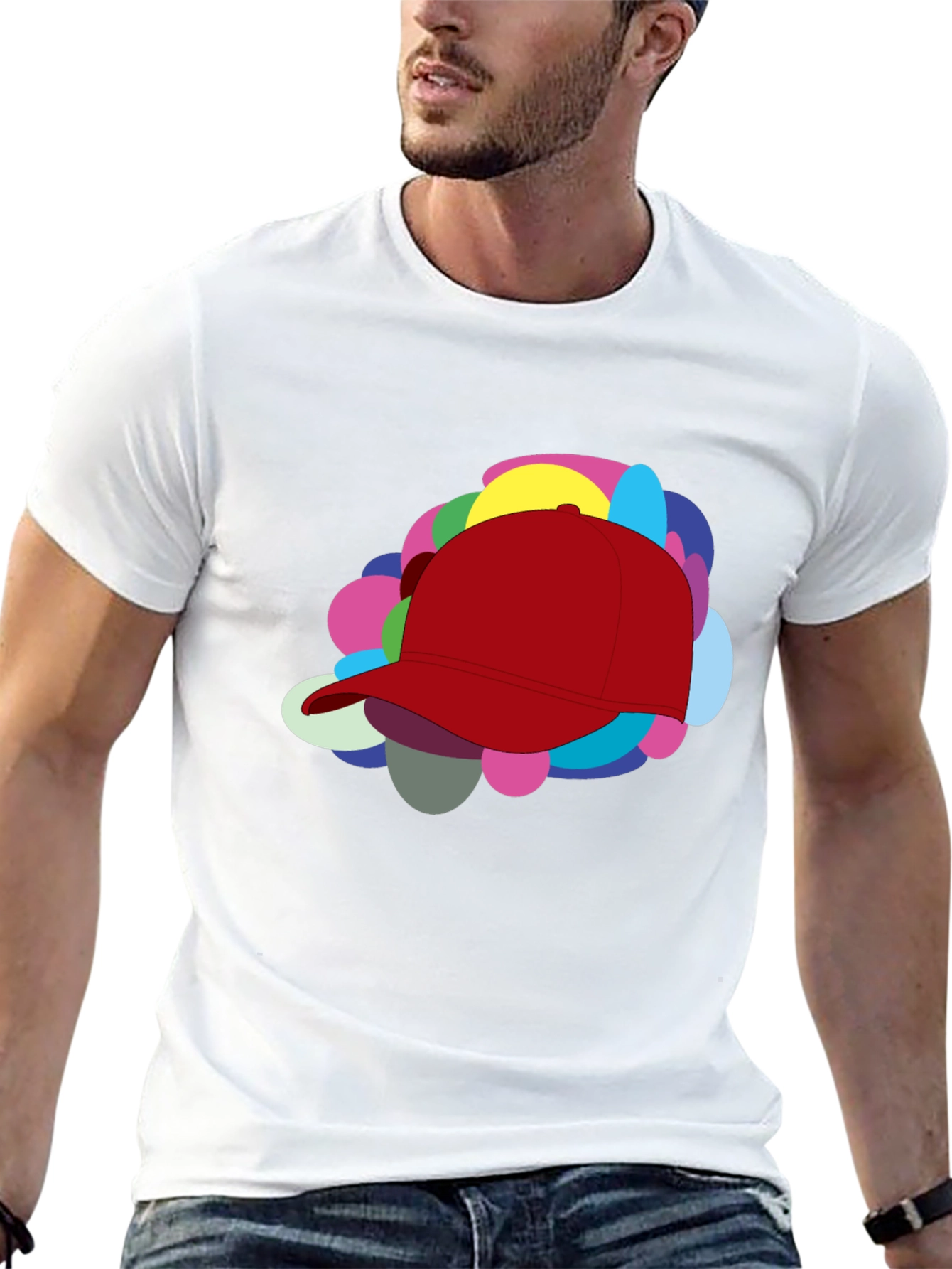 Abstract Hat Graphic T-Shirt - Stylish Casual Wear