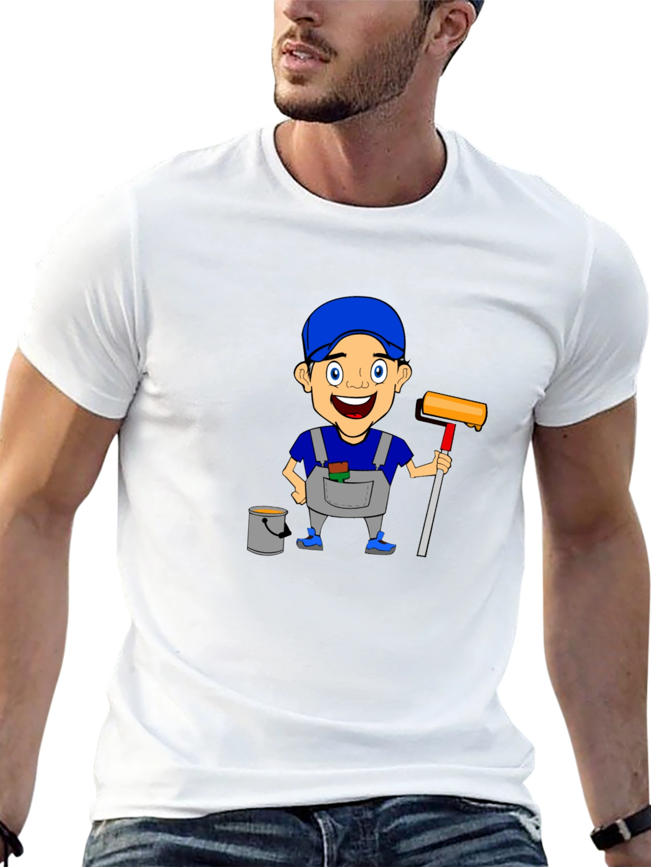 Painter Cartoon Graphic T-Shirt Cool Design