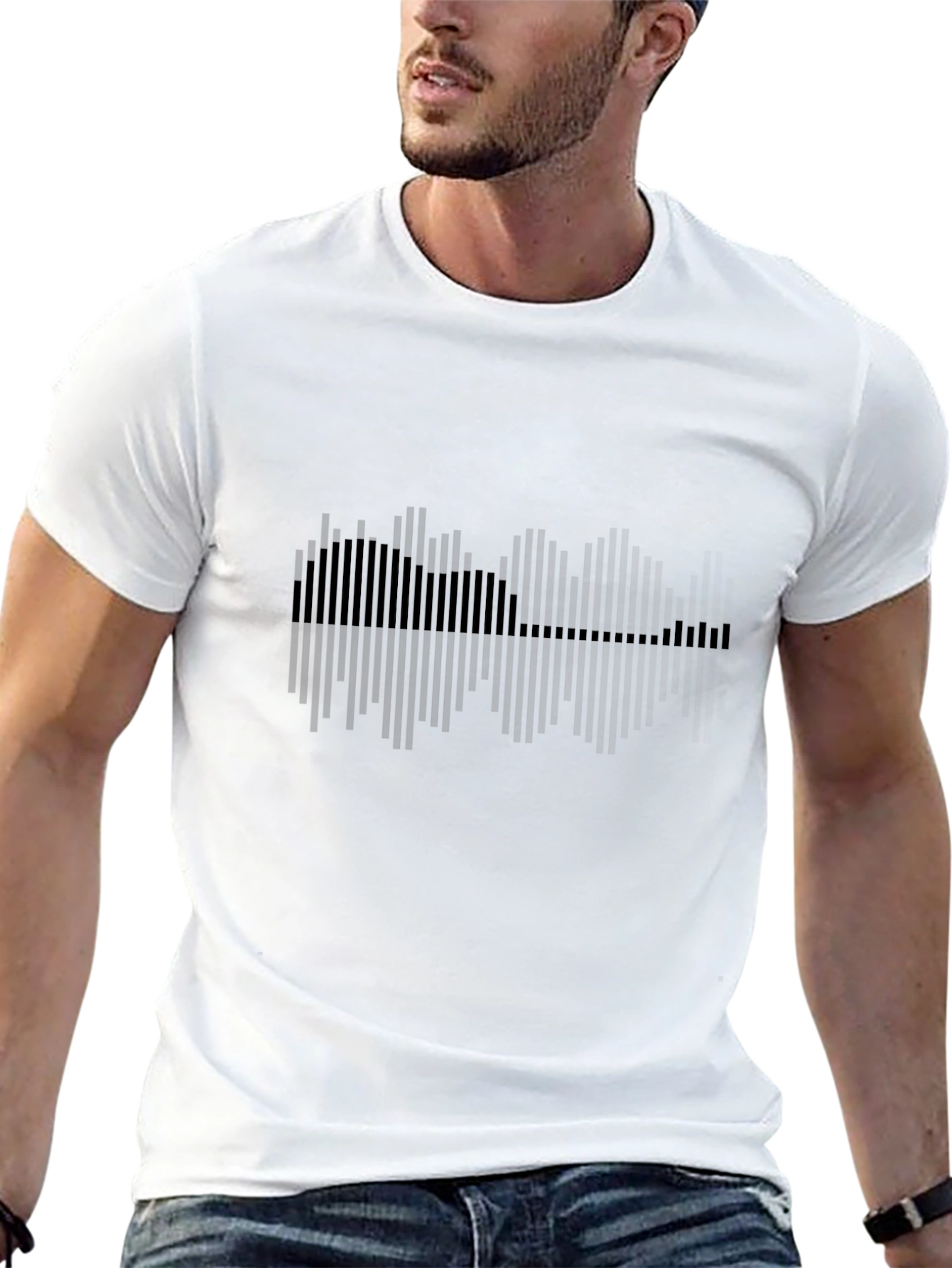 Black Graphic Tee: Soundwave Guitar Design