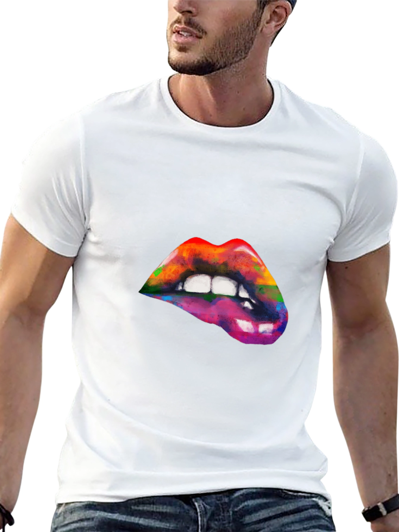 Rainbow Lips Graphic T-Shirt - Artistic Pride Tee