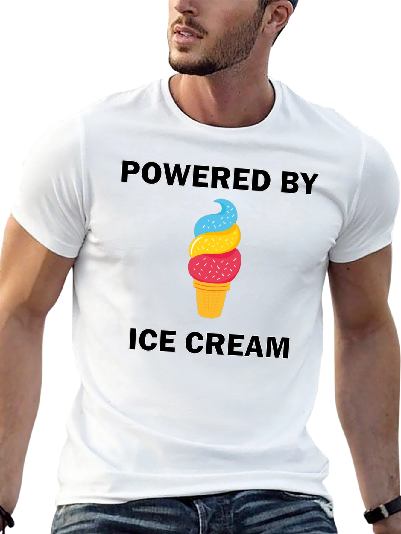 Powered by Ice Cream T-Shirt - Novelty Tee