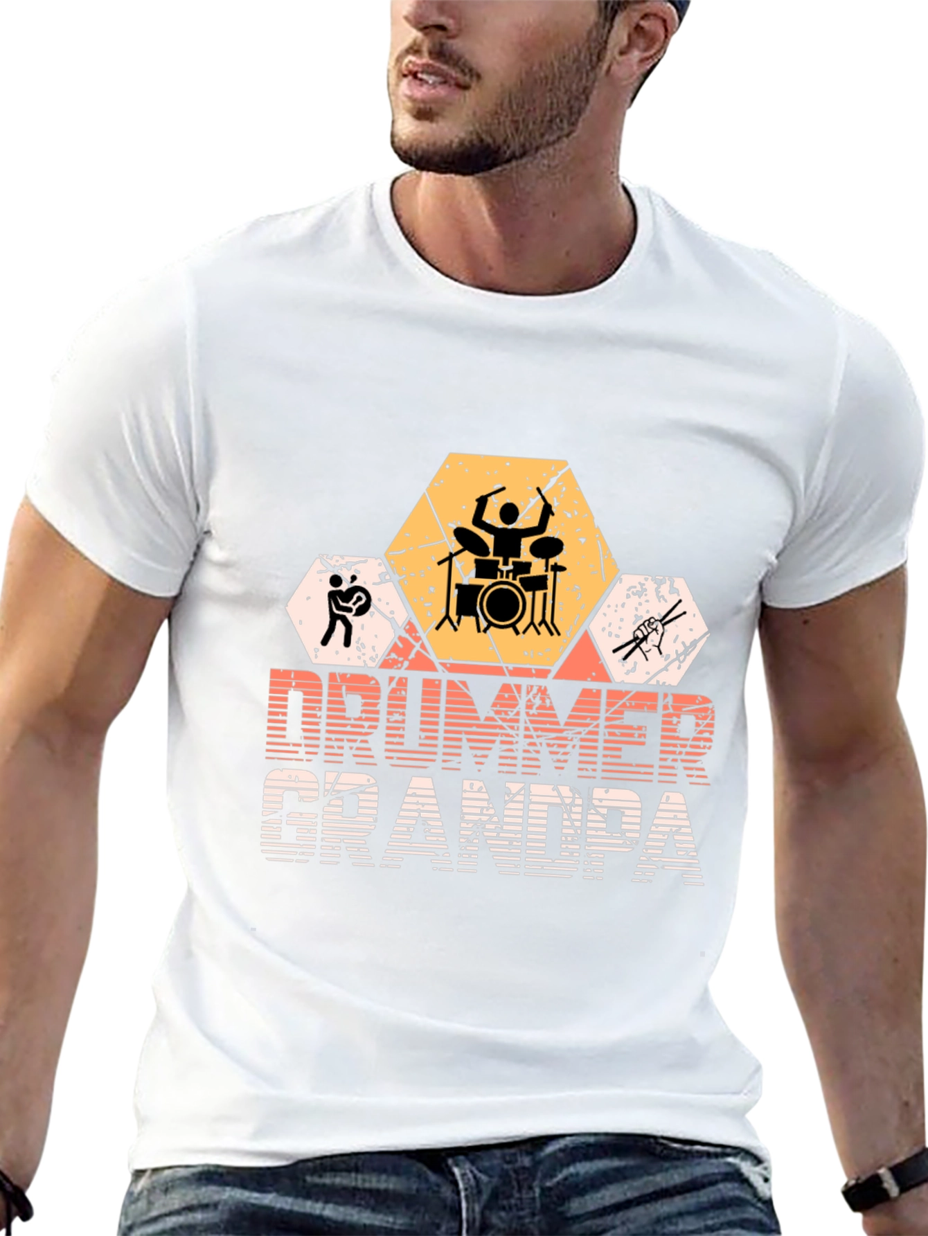 Drummer Grandpa Graphic T-Shirt - Musician Gift