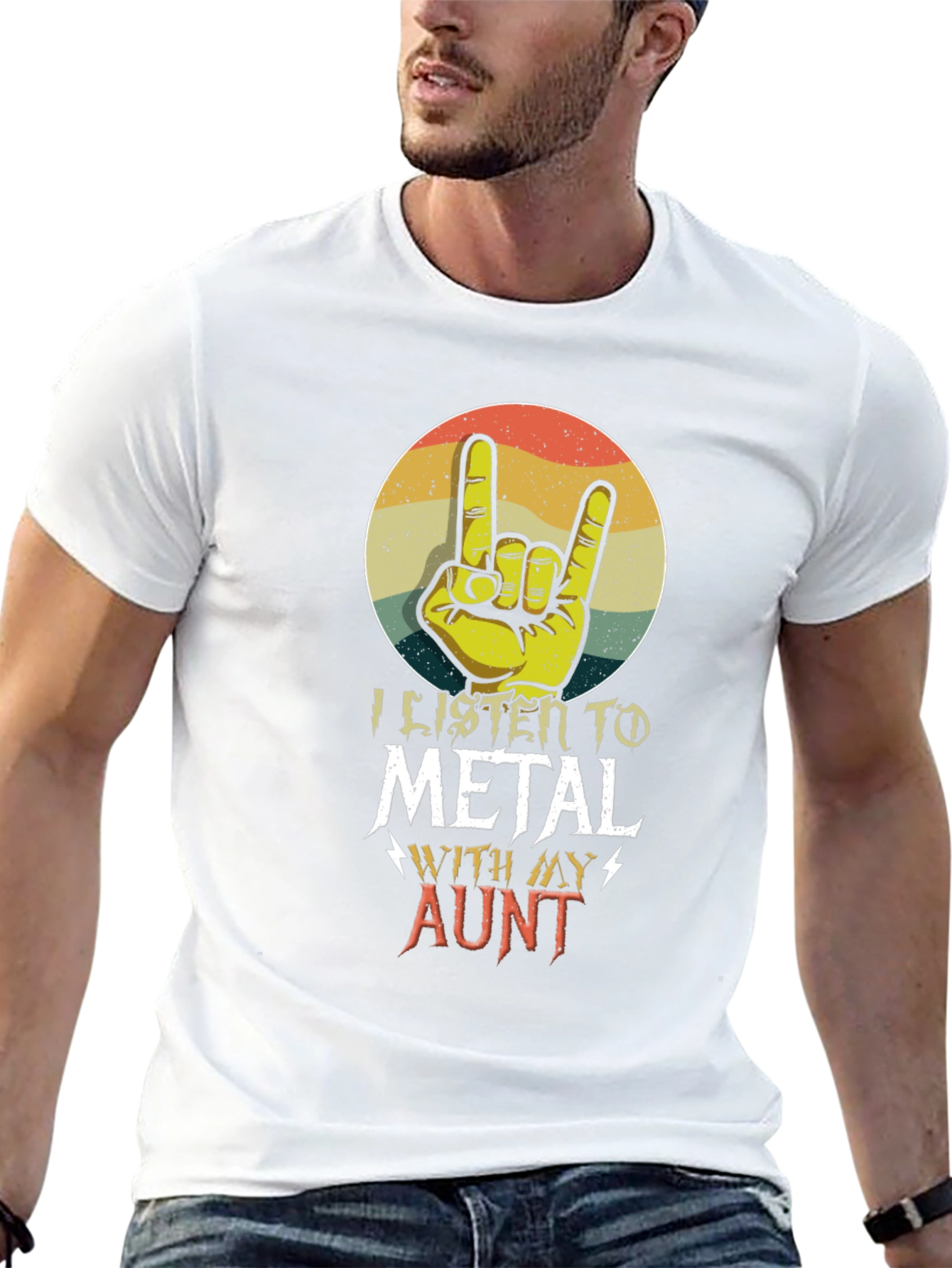 Metal Aunt T-Shirt - Retro Rock Hand