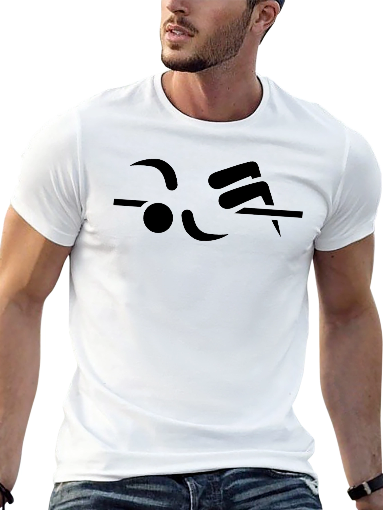 Minimalist Black T-Shirt with Abstract Graphic Print