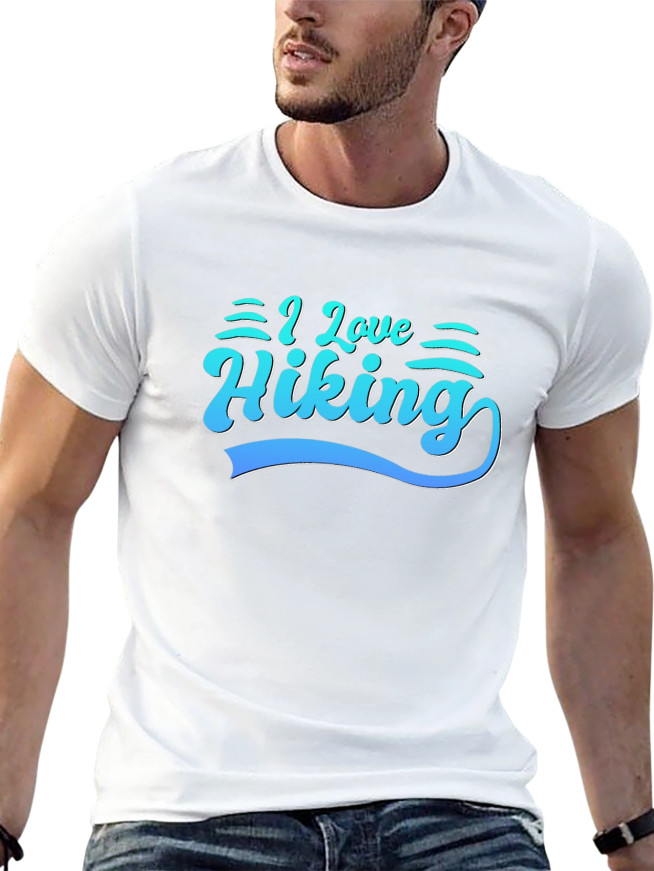 I Love Hiking Tee - Black Cotton Graphic T-Shirt