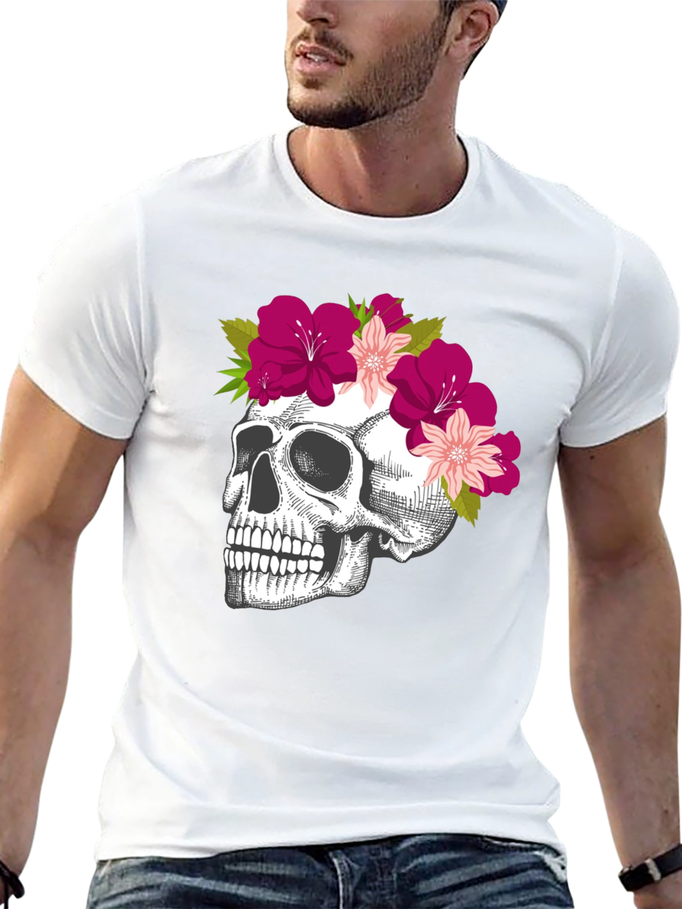 Floral Skull Graphic Tee - Unique & Stylish