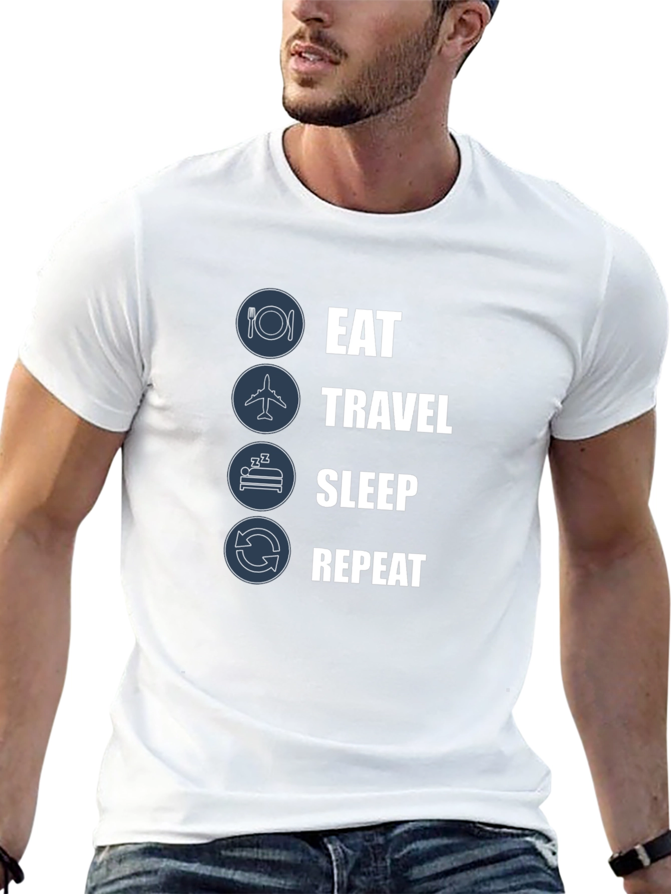 Eat Travel Sleep Repeat Black Graphic Tee