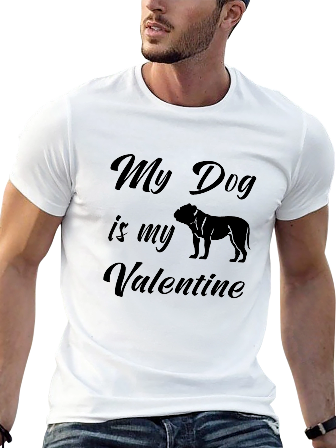 My Dog is My Valentine Black T-Shirt